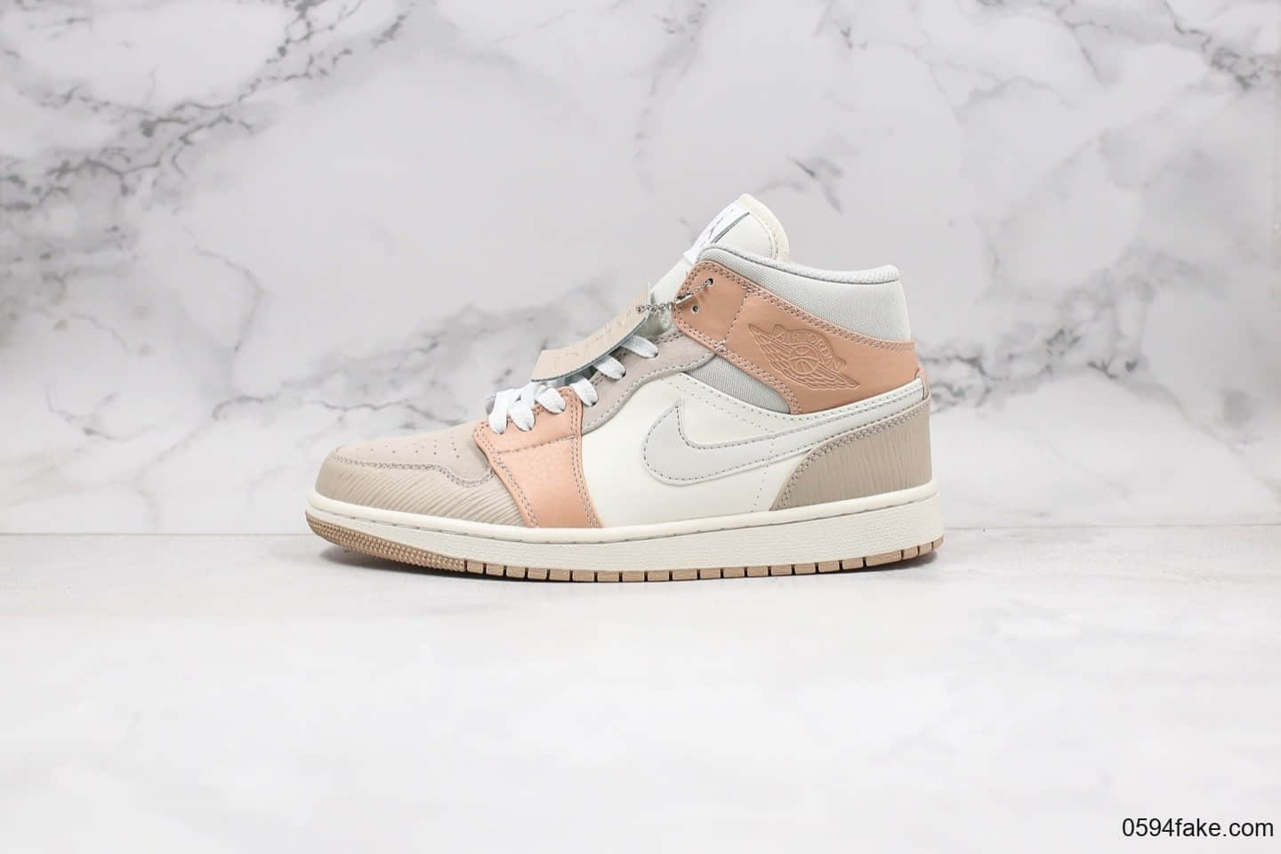 乔丹Air Jordan 1 mid Milan纯原版本米兰中帮AJ1卡其粉原厂面料原档案数据开发 货号:CV3044-100