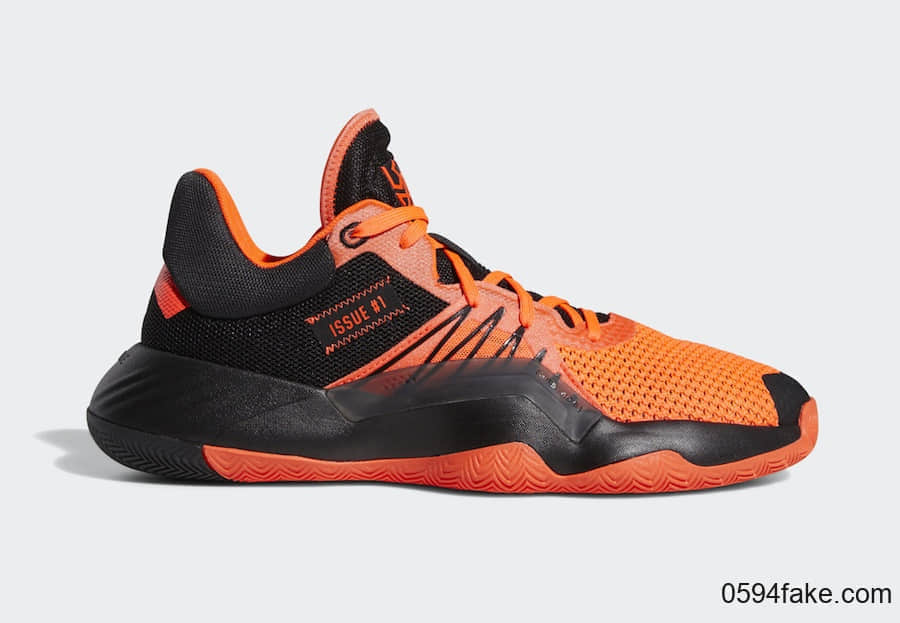 米切尔战靴adidas DON Issue 1新配色曝光!黑橙高颜值! 货号:EH2133