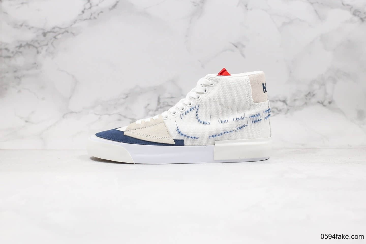 耐克Nike SB Zoom Blazer Mid Edge Hack Pack纯原版本开拓者SB高帮解构拆线大钩白灰深蓝红配色内置Zoom气垫 货号:CI3833-100