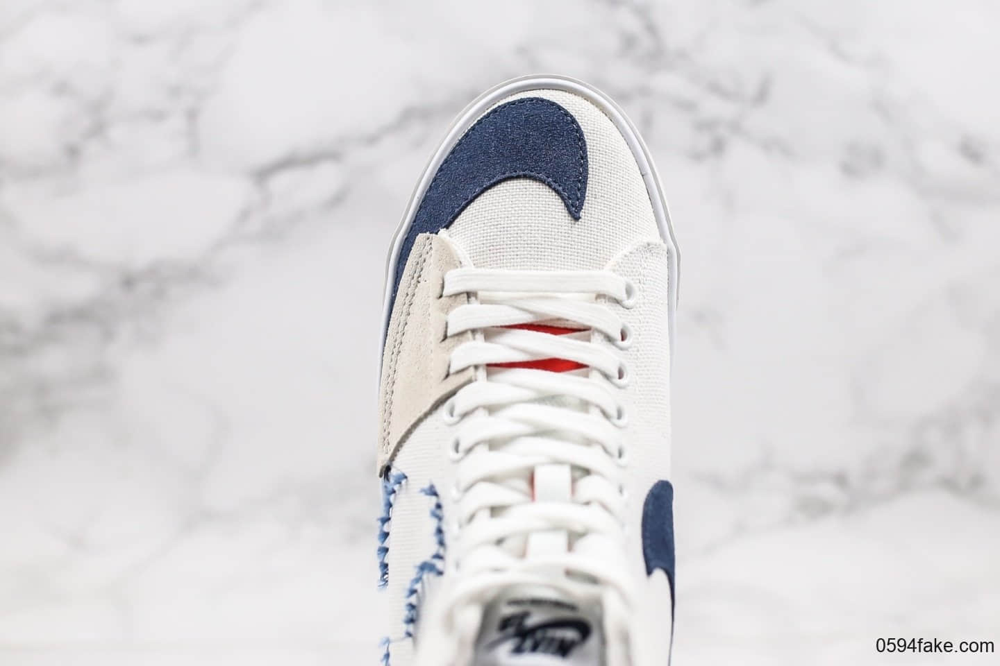 耐克Nike SB Zoom Blazer Mid Edge Hack Pack纯原版本开拓者SB高帮解构拆线大钩白灰深蓝红配色内置Zoom气垫 货号:CI3833-100