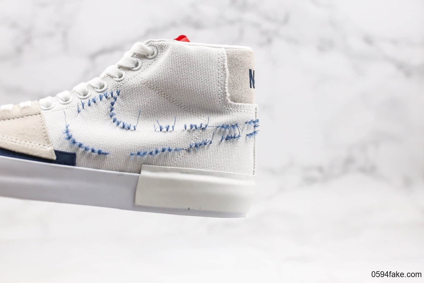 耐克Nike SB Zoom Blazer Mid Edge Hack Pack纯原版本开拓者SB高帮解构拆线大钩白灰深蓝红配色内置Zoom气垫 货号:CI3833-100