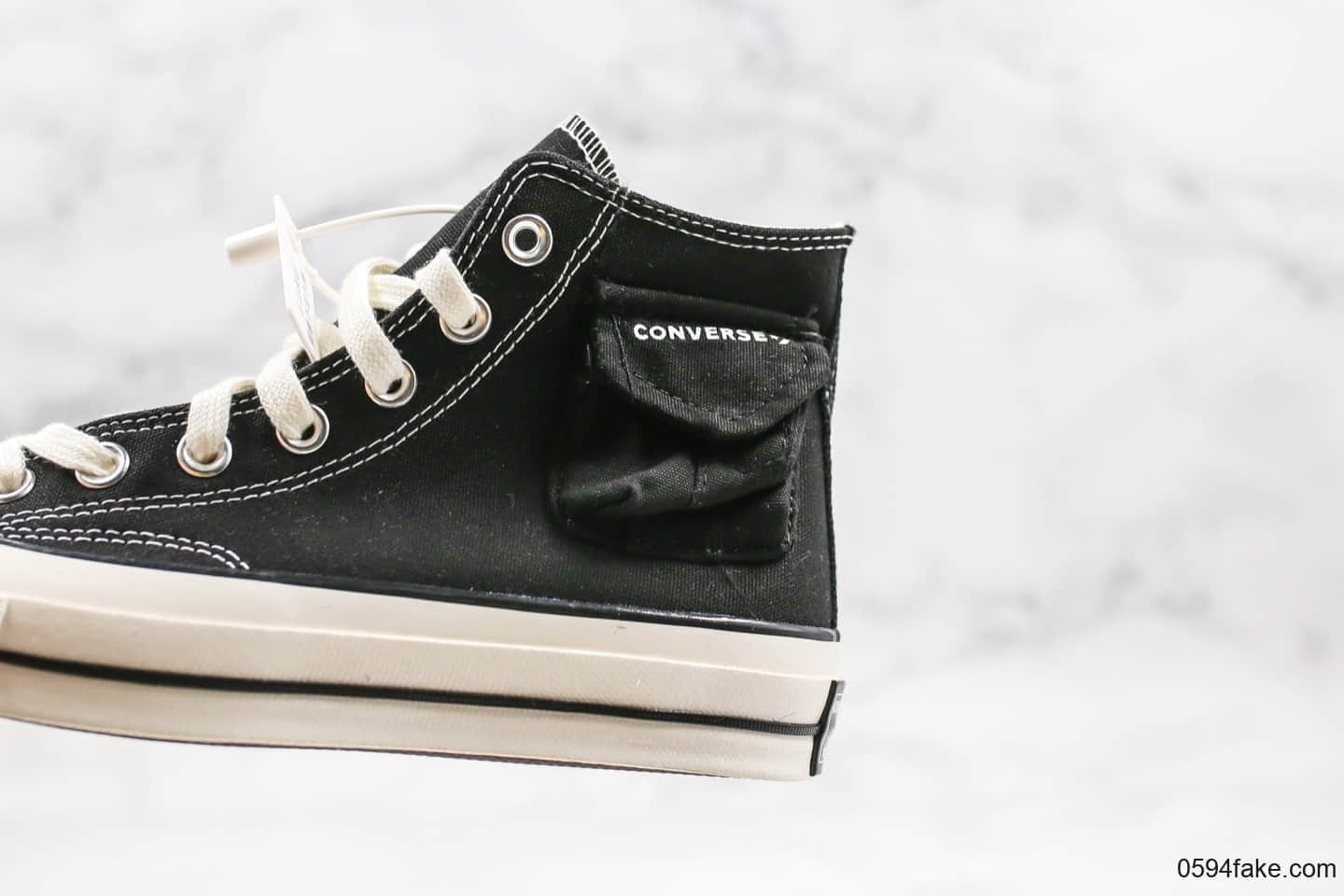 匡威Converse Chunk Taylor Side Pocket公司级版本高帮侧边黑白小口袋原厂硫化大底正确硅蓝软中底 货号:167044F