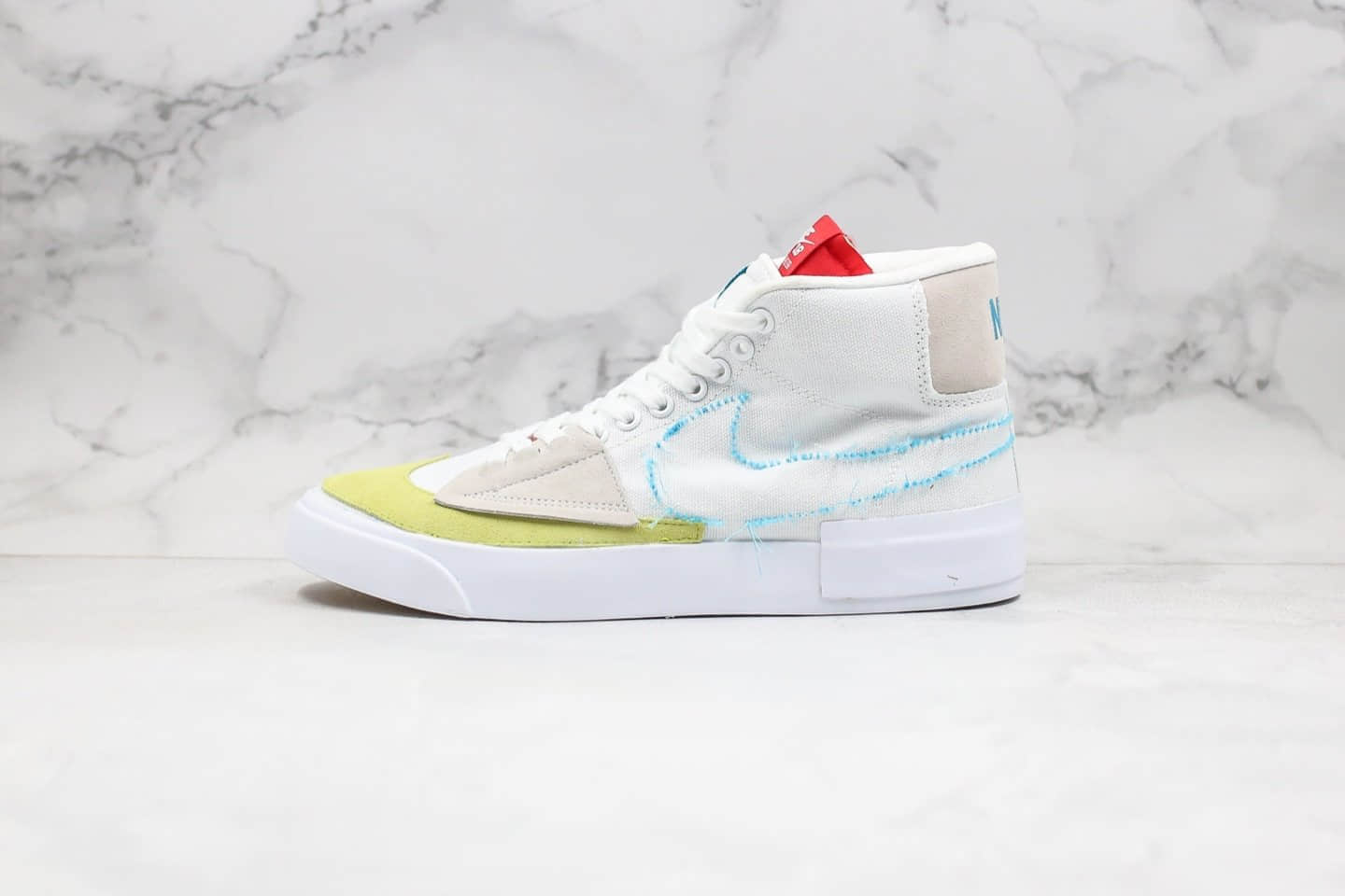 耐克Nike SB Blazer Mid纯原版本高帮开拓者拆线白蓝绿色内置Zoom气垫正确紫色盒子版本 货号:CI3833-101