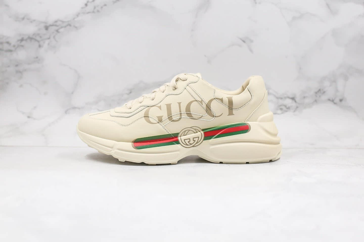 古驰Gucci Rhyton Vintage Trainer Sneaker纯原版本复古老爹鞋5D皮革角状一比一原材料打造内置防伪芯片