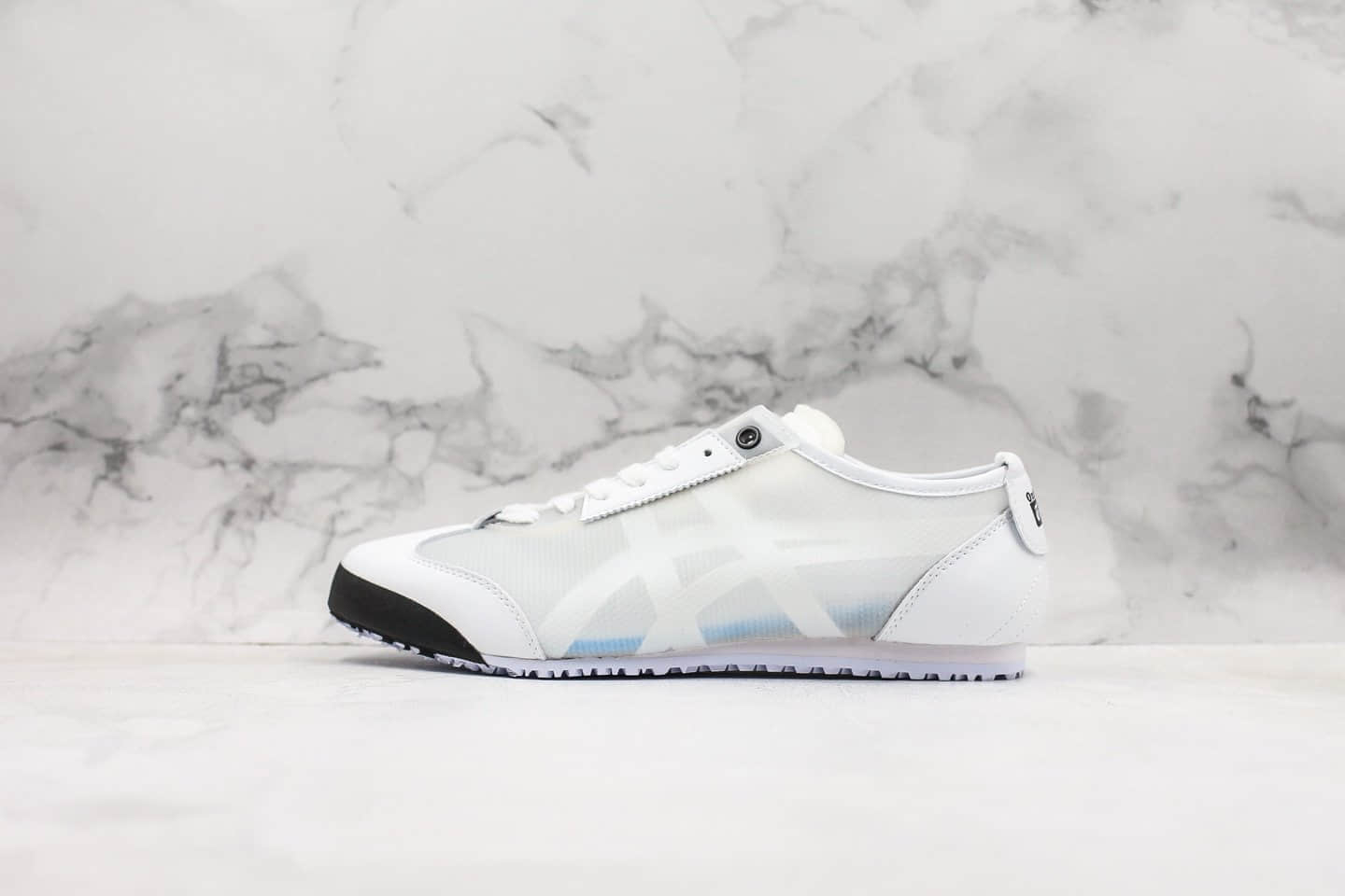 亚瑟士Asics Onitsuka Tiger Mexico 66公司级版本鬼冢虎低帮蝉翼半透明网纱白黑配色原厂大底原盒原标 货号:1183A261-100