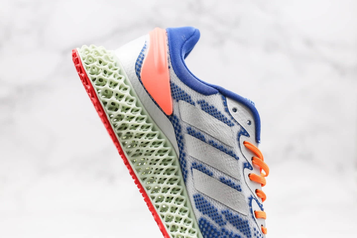 阿迪达斯Adidas Alphaedge 4D M纯原版本科技针织鞋面彩绘蓝绿色运动慢跑鞋原盒原标原档案数据开发 货号:FV5320