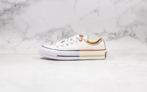 匡威Converse Restructured Chuck 1970 High White公司级版本低帮米白解构系列双拼补丁正确硅蓝PU中底原厂硫化 货号:167673C