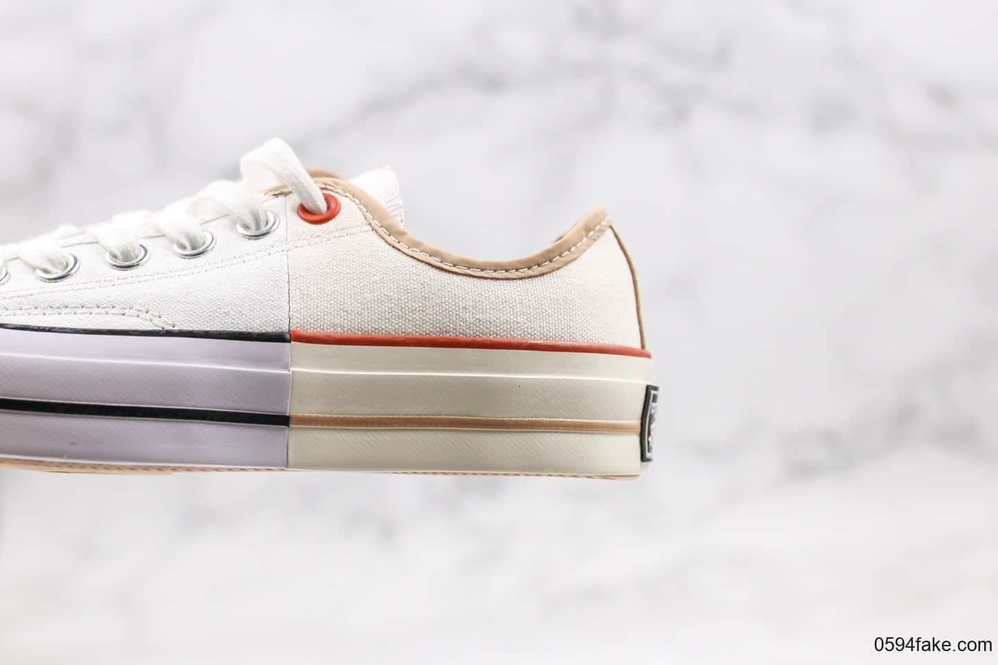 匡威Converse Restructured Chuck 1970 High White公司级版本低帮米白解构系列双拼补丁正确硅蓝PU中底原厂硫化 货号:167673C