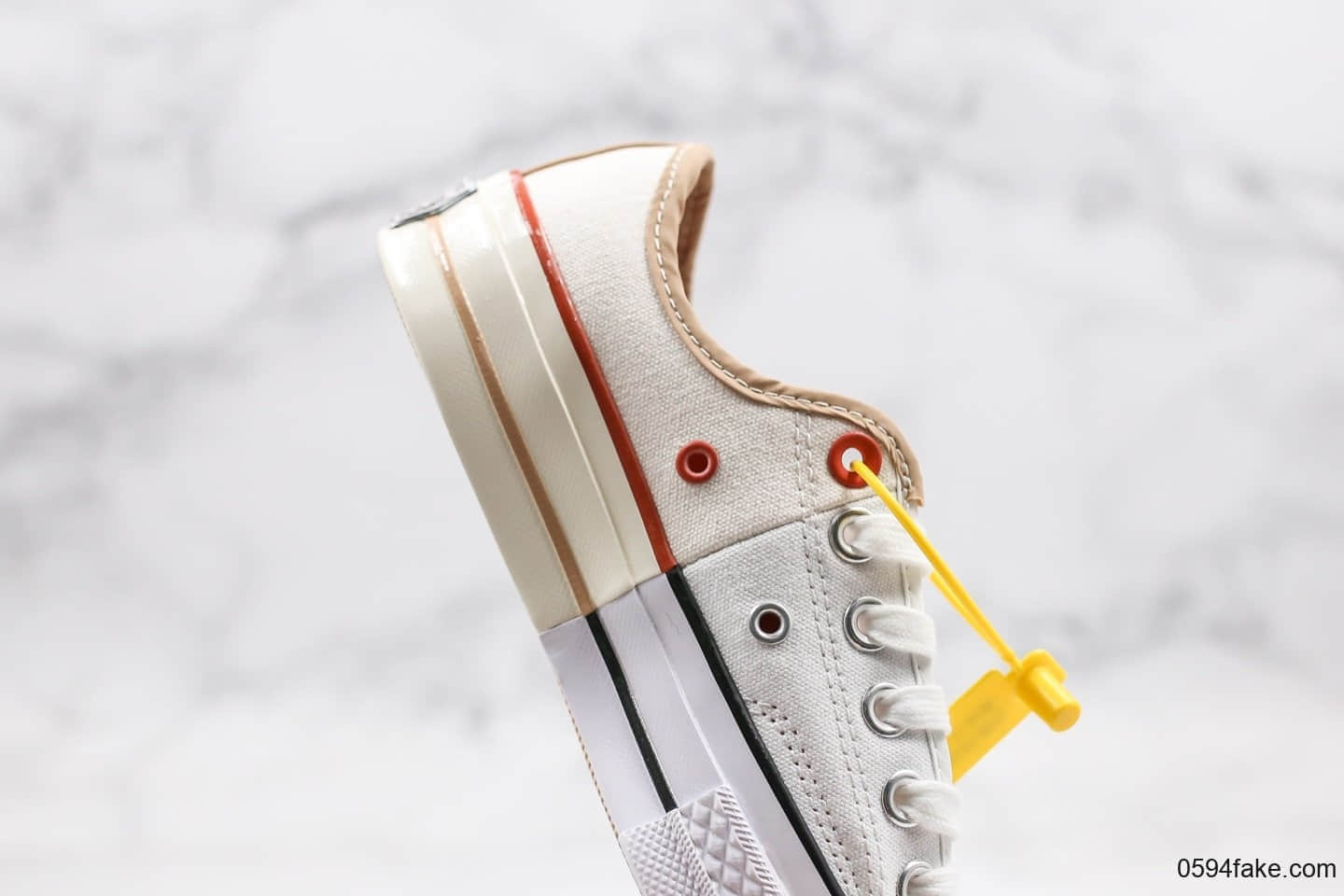 匡威Converse Restructured Chuck 1970 High White公司级版本低帮米白解构系列双拼补丁正确硅蓝PU中底原厂硫化 货号:167673C