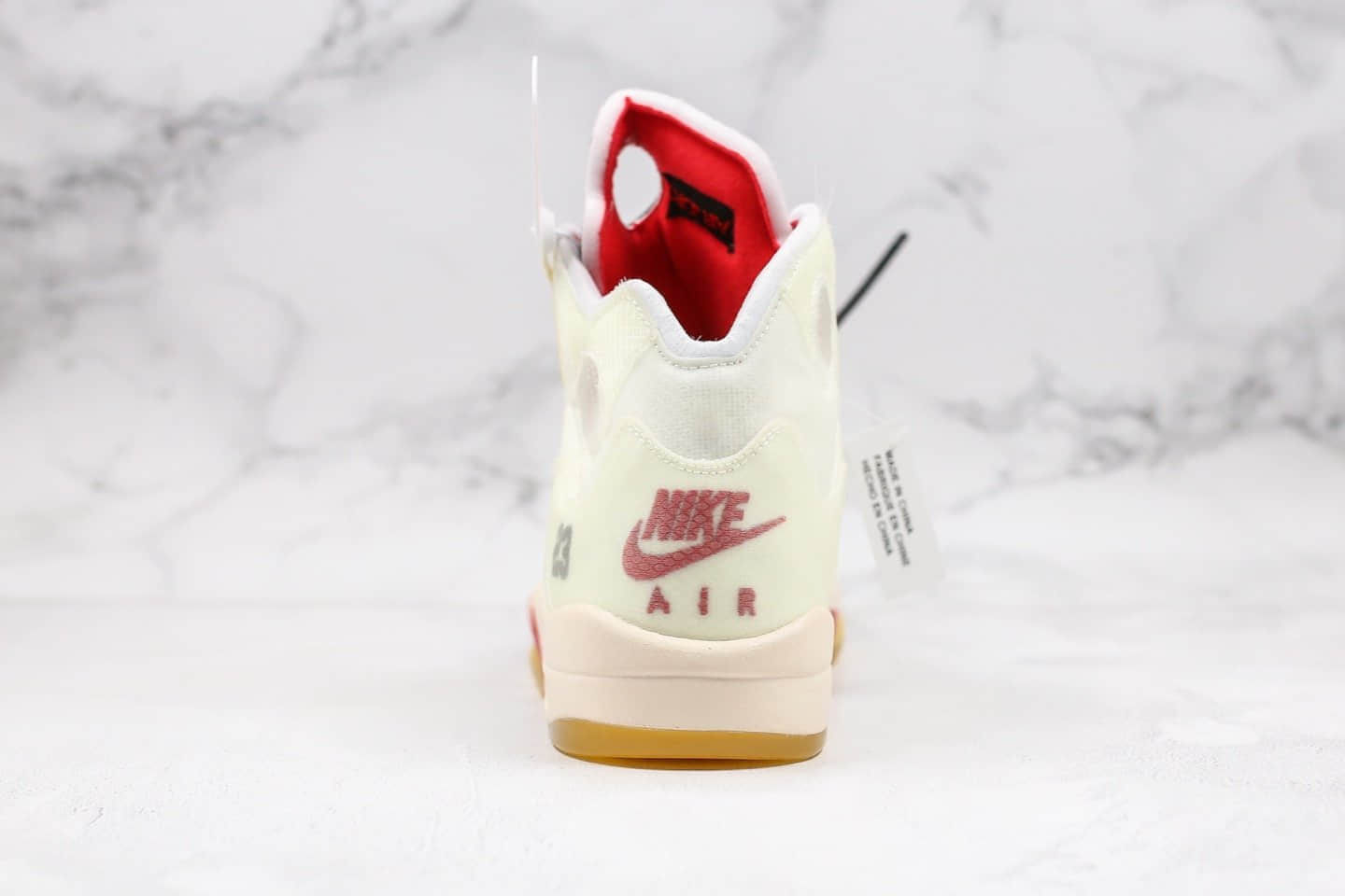 乔丹OFF-WHITE x Air Jordan 5 Cream纯原版本OW联名款AJ5奶油冰淇淋配色原盒配件3M鞋舌反光正确后跟定型 货号:CT8480-100