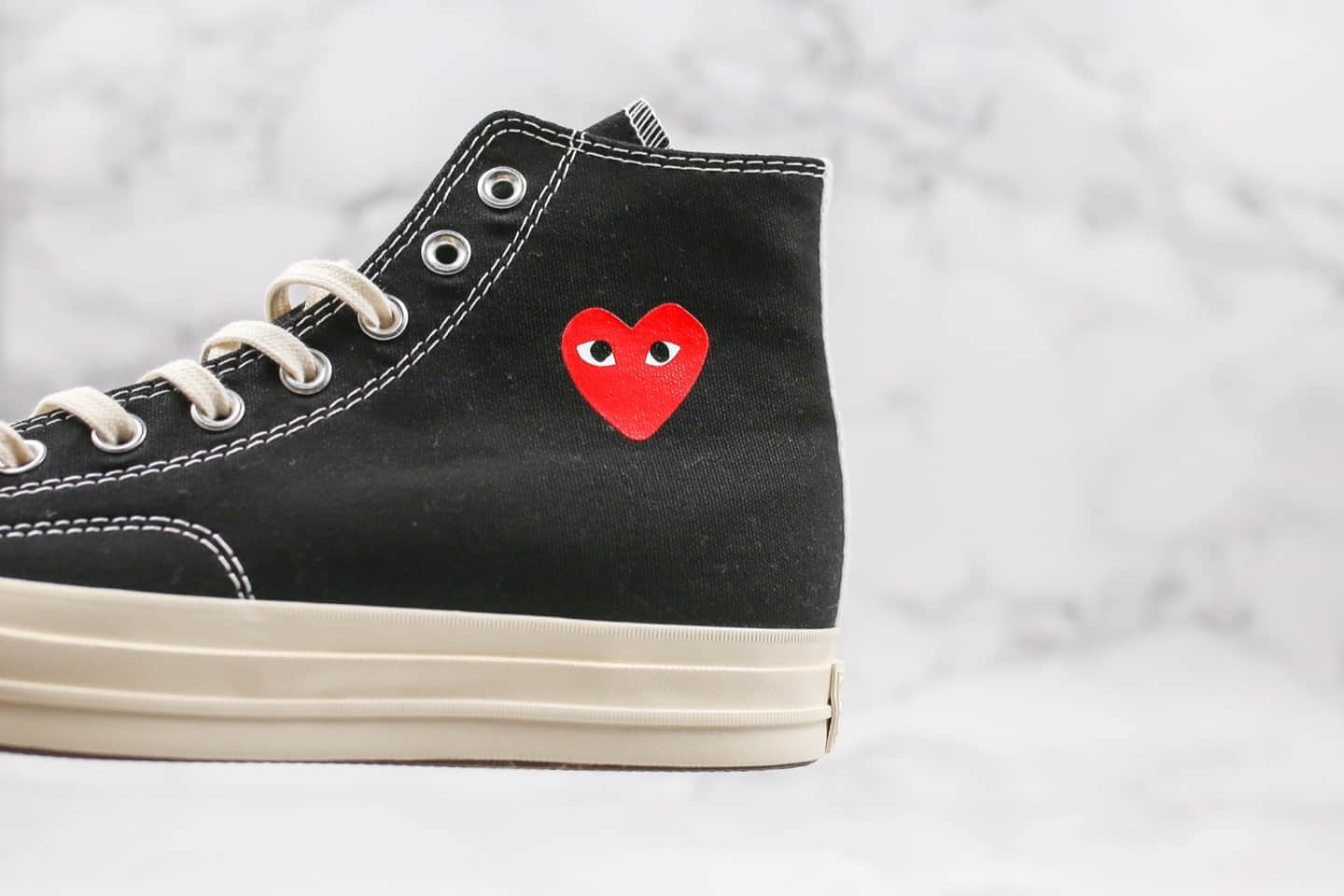 匡威Converse x CDG公司级版本川久保玲联名款高帮爱心黑白色帆布鞋原盒原标正确硅蓝PU中底