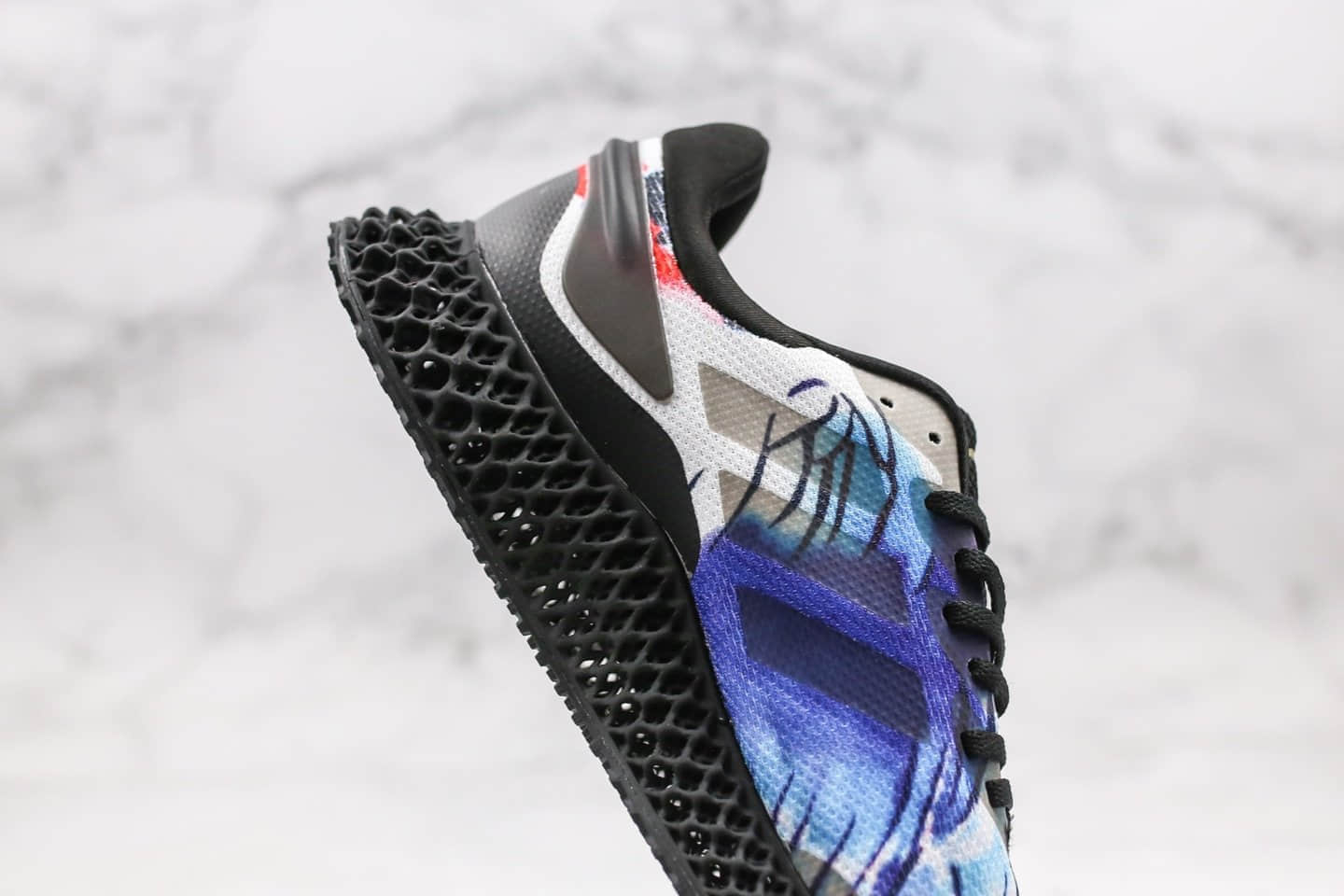 阿迪达斯Adidas Alphaedge 4D M纯原版本彩绘蓝黑色科技跑鞋原档案数据开发原楦头纸板打造 货号:FV5278