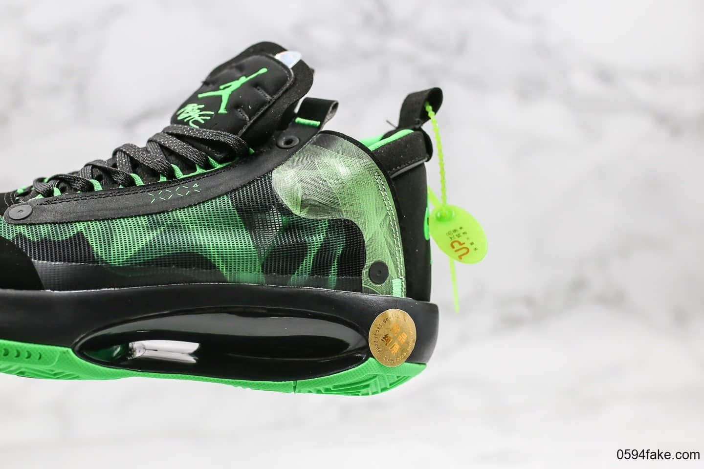 乔丹Air Jordan 34公司级版本实战篮球鞋AJ34黑绿配色官方原盒带气垫 货号:BQ3381-300