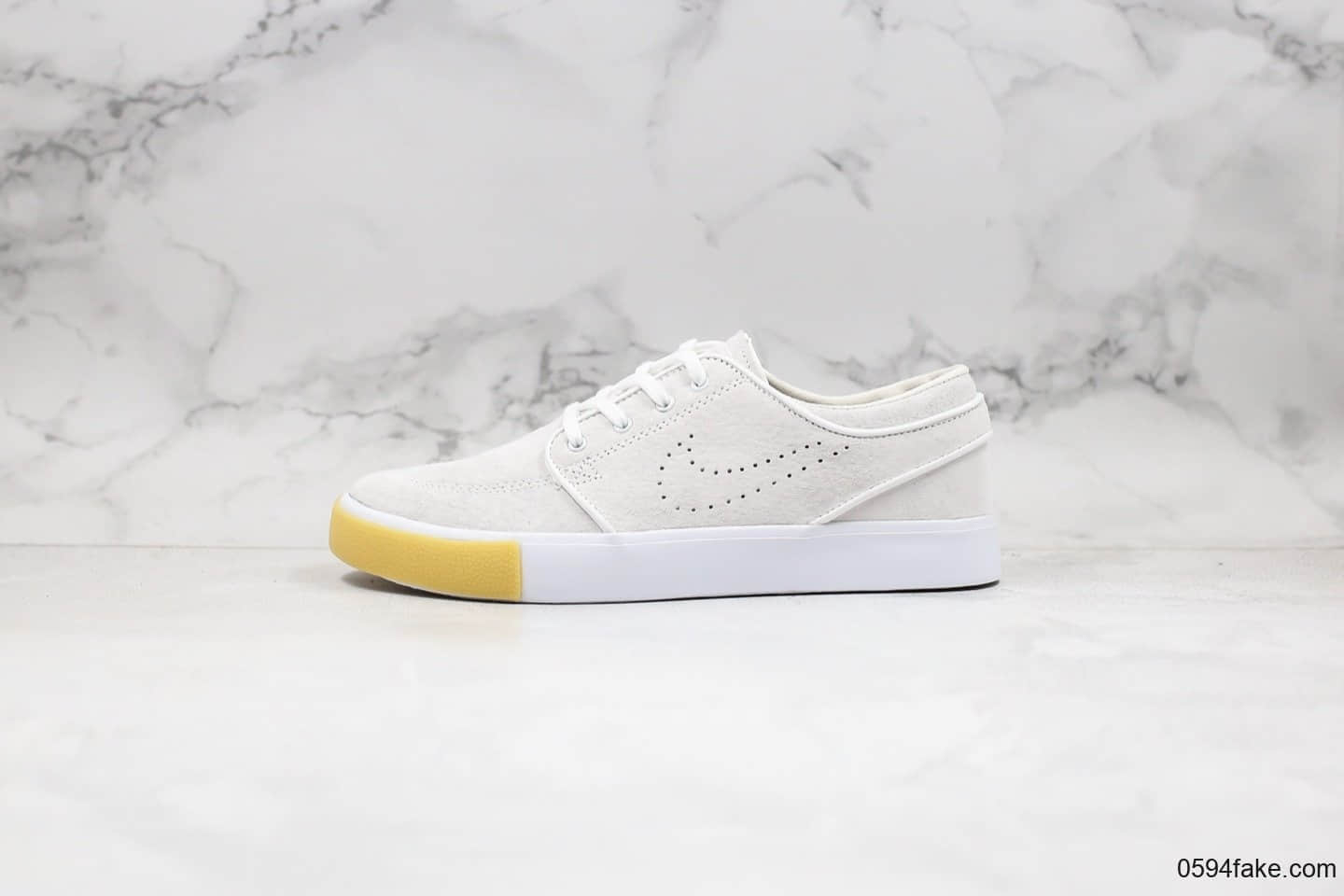 耐克Nike SB Zoom Janoski Rm公司级版本低帮SB板鞋全麂皮面料白黄色内置Zoom气垫高清洁度鞋面 货号：CD6612-109