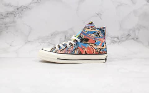 匡威Converse Chuck 1970S公司级版本高帮油画彩绘涂鸦周年款双围条硫化蓝底 货号:162050C