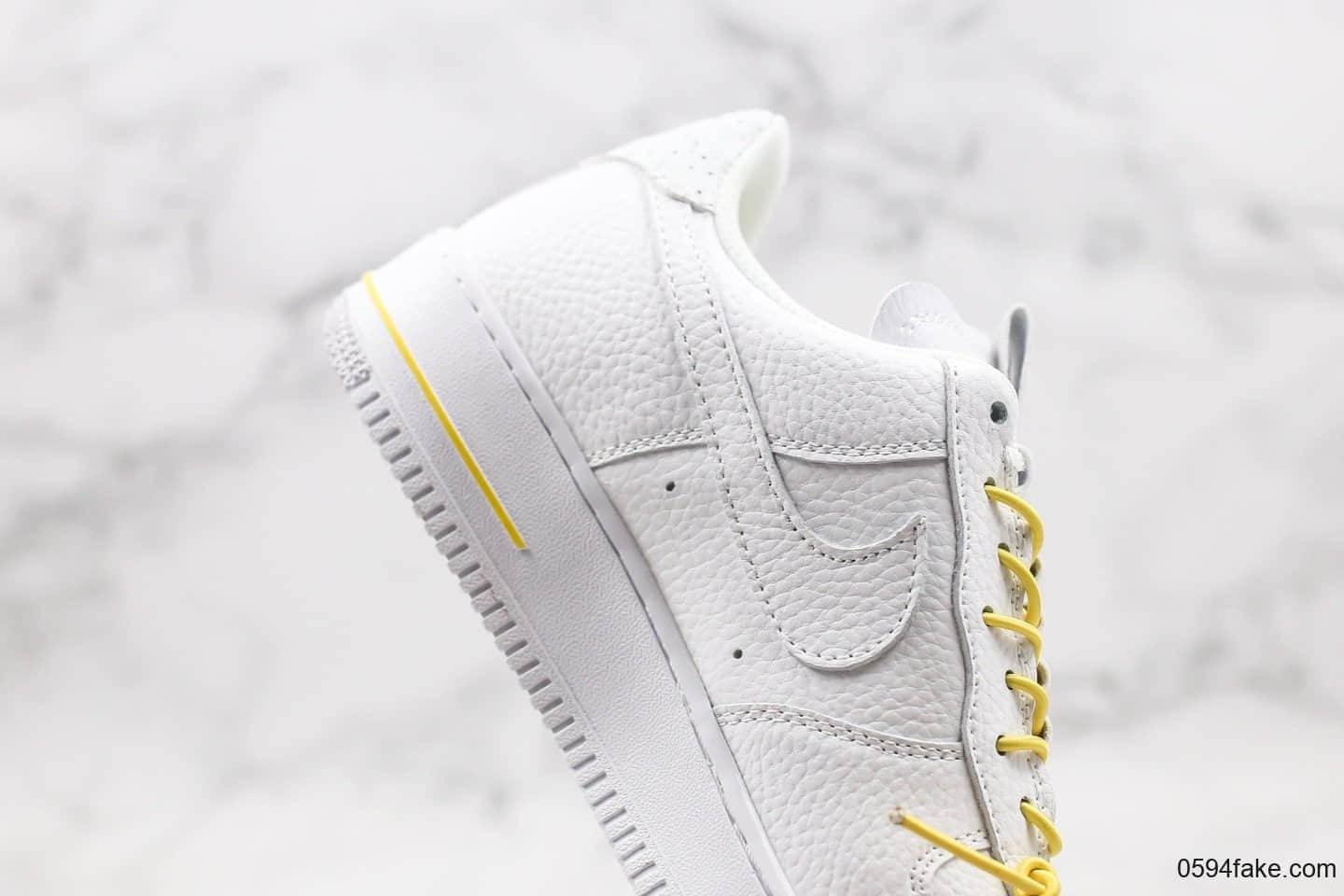 耐克Nike Air Force 1 Lux“White” WMNS公司级版本抽绳解构白黄配色全鞋定制头层皮 货号:898889-104