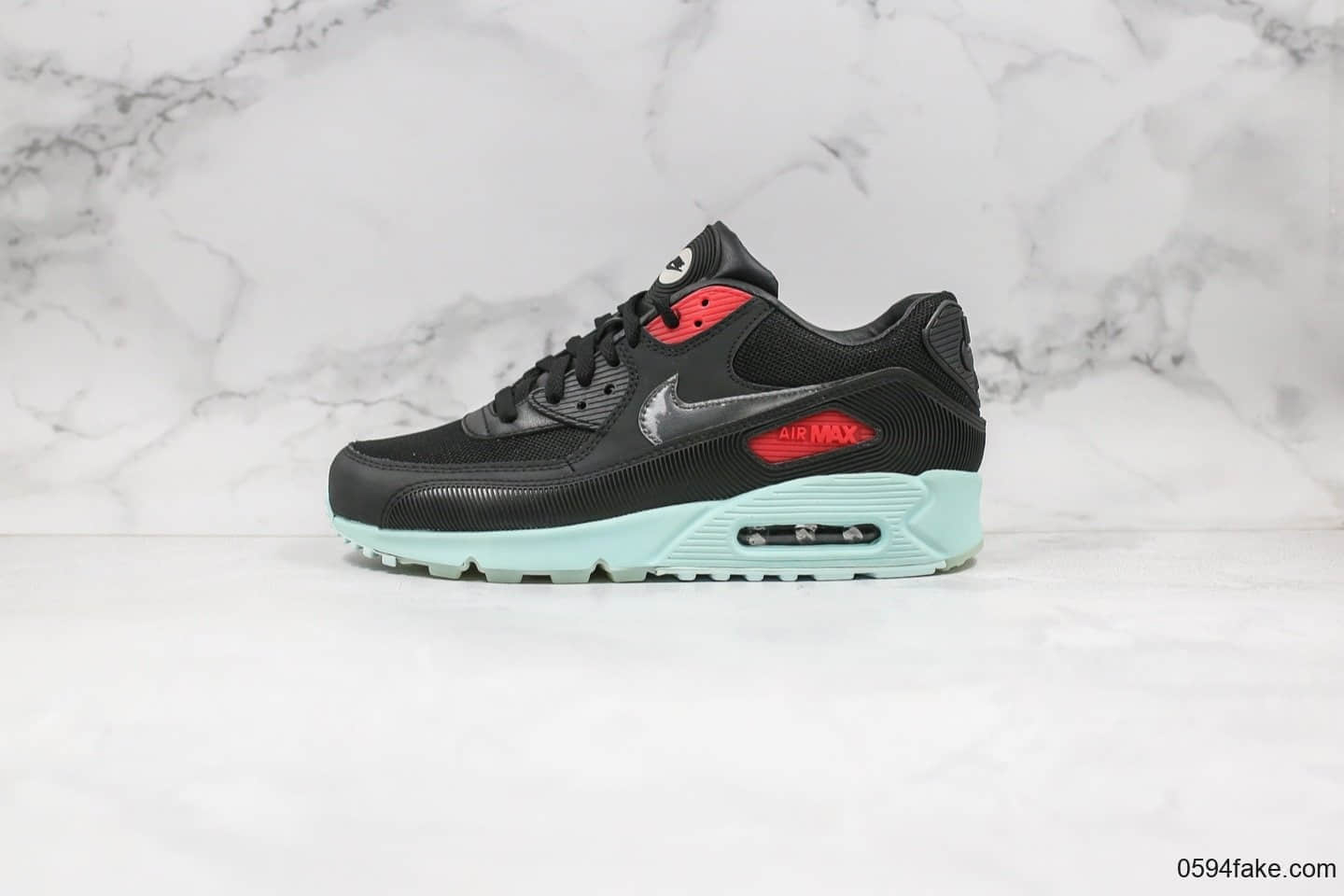 耐克Nike Air Max 90 Essential纯原版本气垫复古跑鞋黑红薄荷绿唱片配色原盒原标市售最高版本 货号：CK0902-001