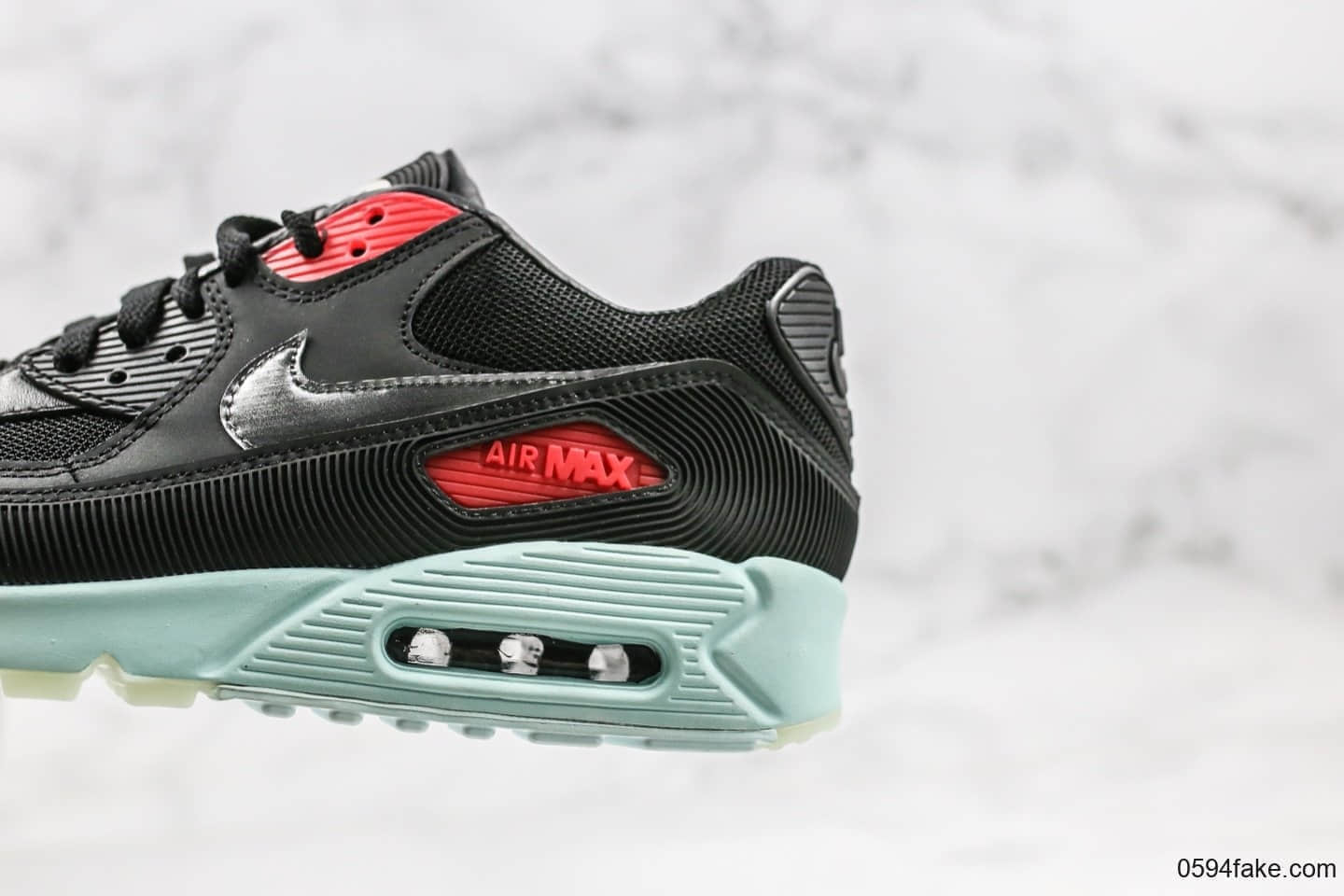耐克Nike Air Max 90 Essential纯原版本气垫复古跑鞋黑红薄荷绿唱片配色原盒原标市售最高版本 货号：CK0902-001