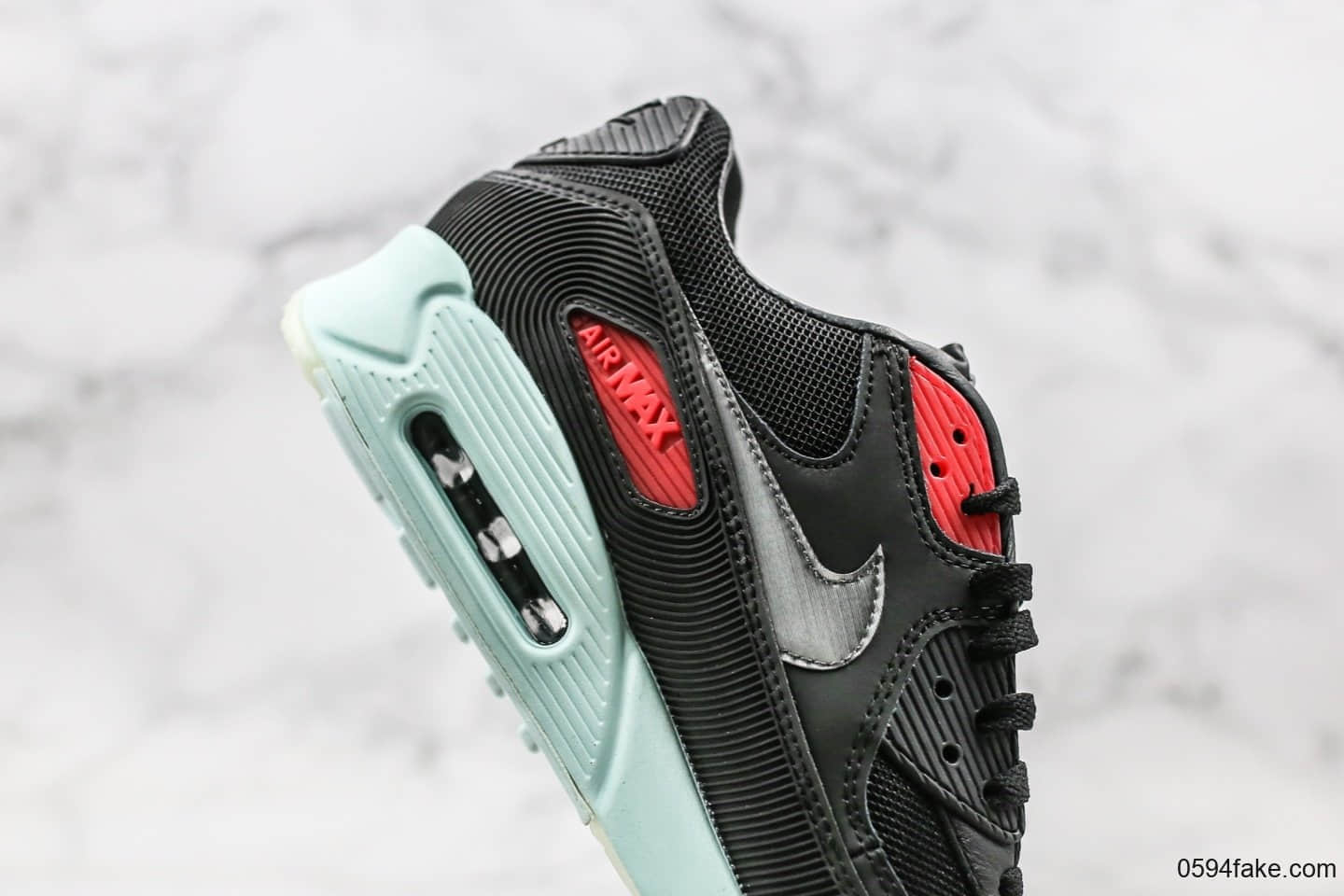 耐克Nike Air Max 90 Essential纯原版本气垫复古跑鞋黑红薄荷绿唱片配色原盒原标市售最高版本 货号：CK0902-001