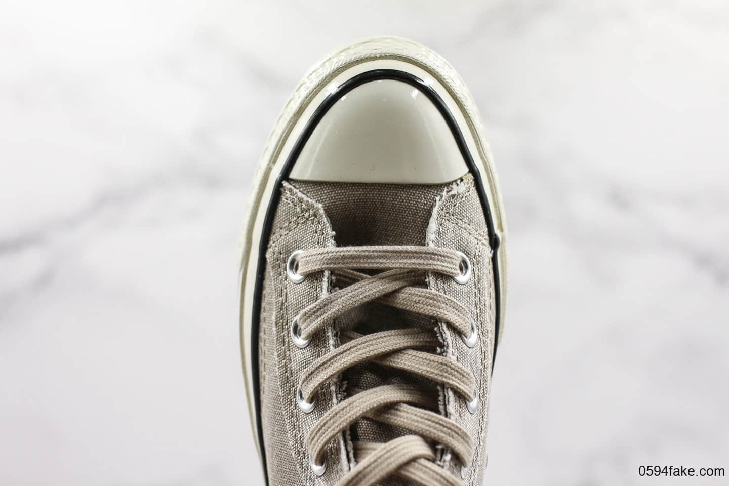 匡威Converse Chuck Taylor All Star公司级版本做旧水洗磨边复古高帮帆布鞋草木灰配色蓝底原盒 货号：164595C