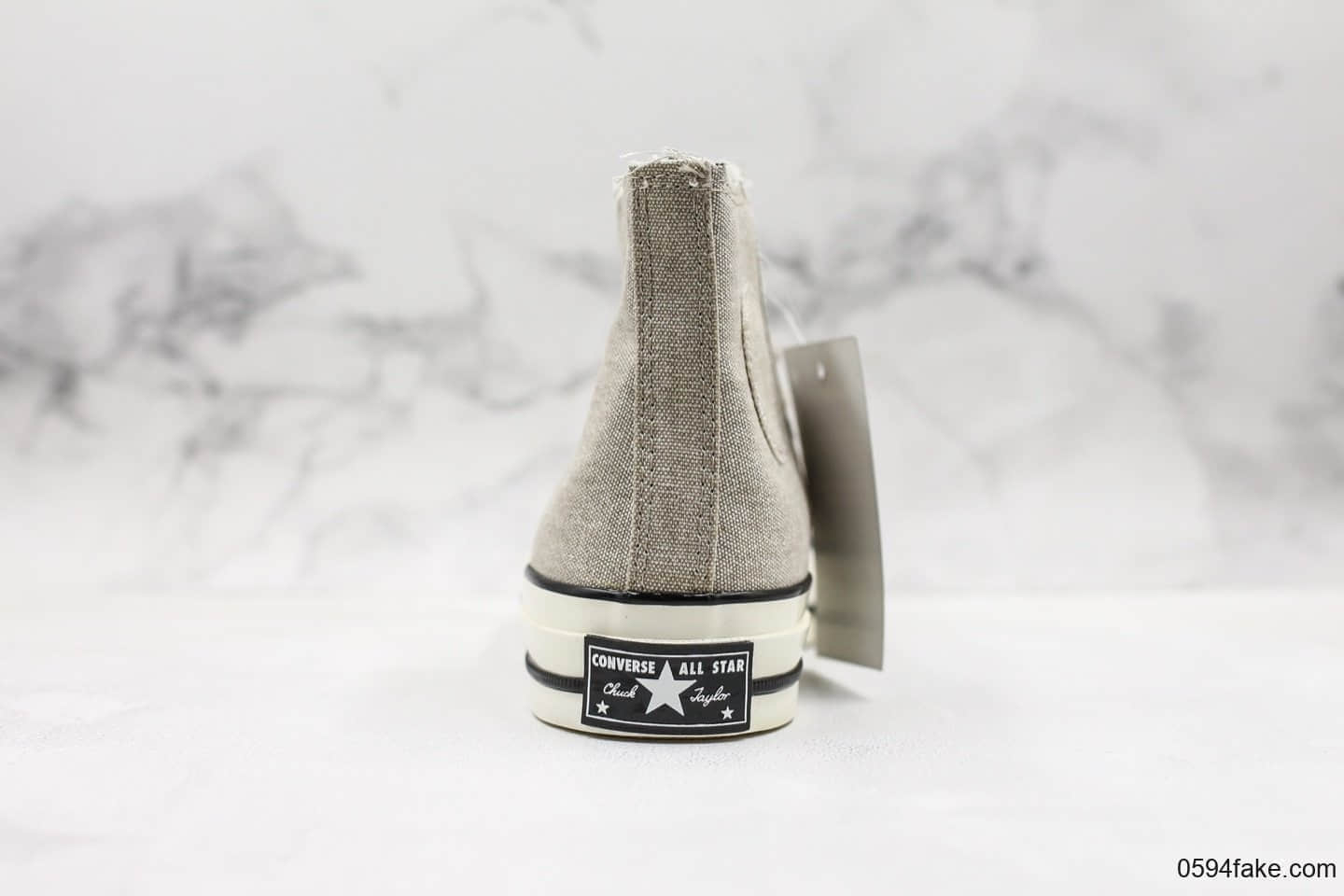 匡威Converse Chuck Taylor All Star公司级版本做旧水洗磨边复古高帮帆布鞋草木灰配色蓝底原盒 货号：164595C