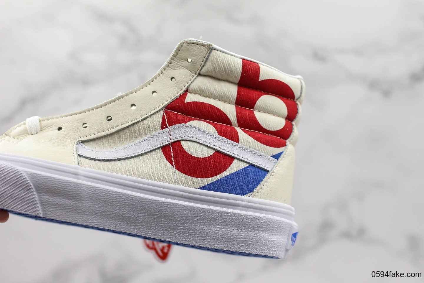 万斯Vans Sk8-Hi Deck Club公司级版本1966元年限定鸳鸯印花白红皮面高帮板鞋硫化大底