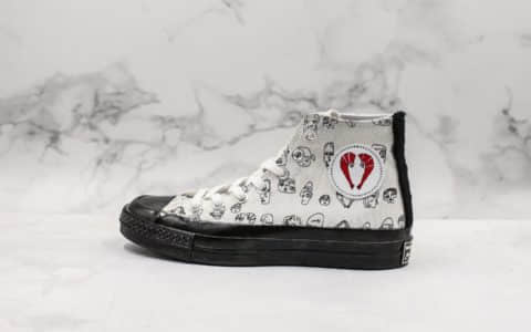 匡威Converse All Star1970s x Shrimps公司级版本联名限量款高帮板鞋涂鸦字母对虾配色蓝底原盒原标 货号:563839C