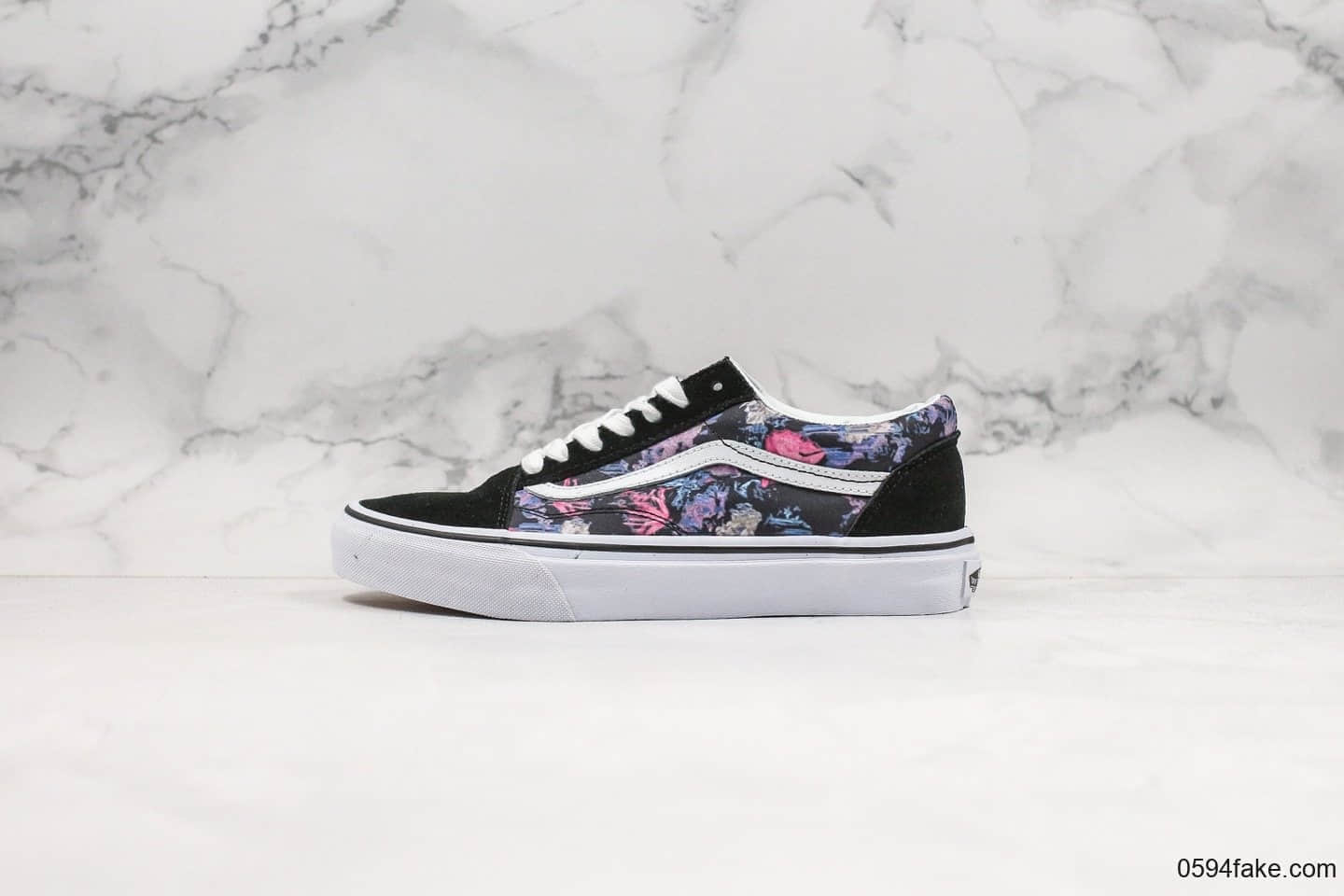 万斯Vans Old Skool公司级版本低帮板鞋紫色花卉印花配色顶级硫化