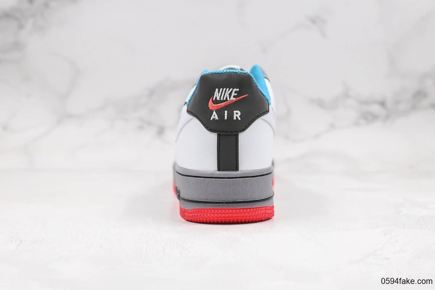 耐克Nike Air Force 1 Script Swoosh纯原版本低帮空军一号双钩手稿白红蓝色内置全掌Sole气垫 货号：CT1620-100