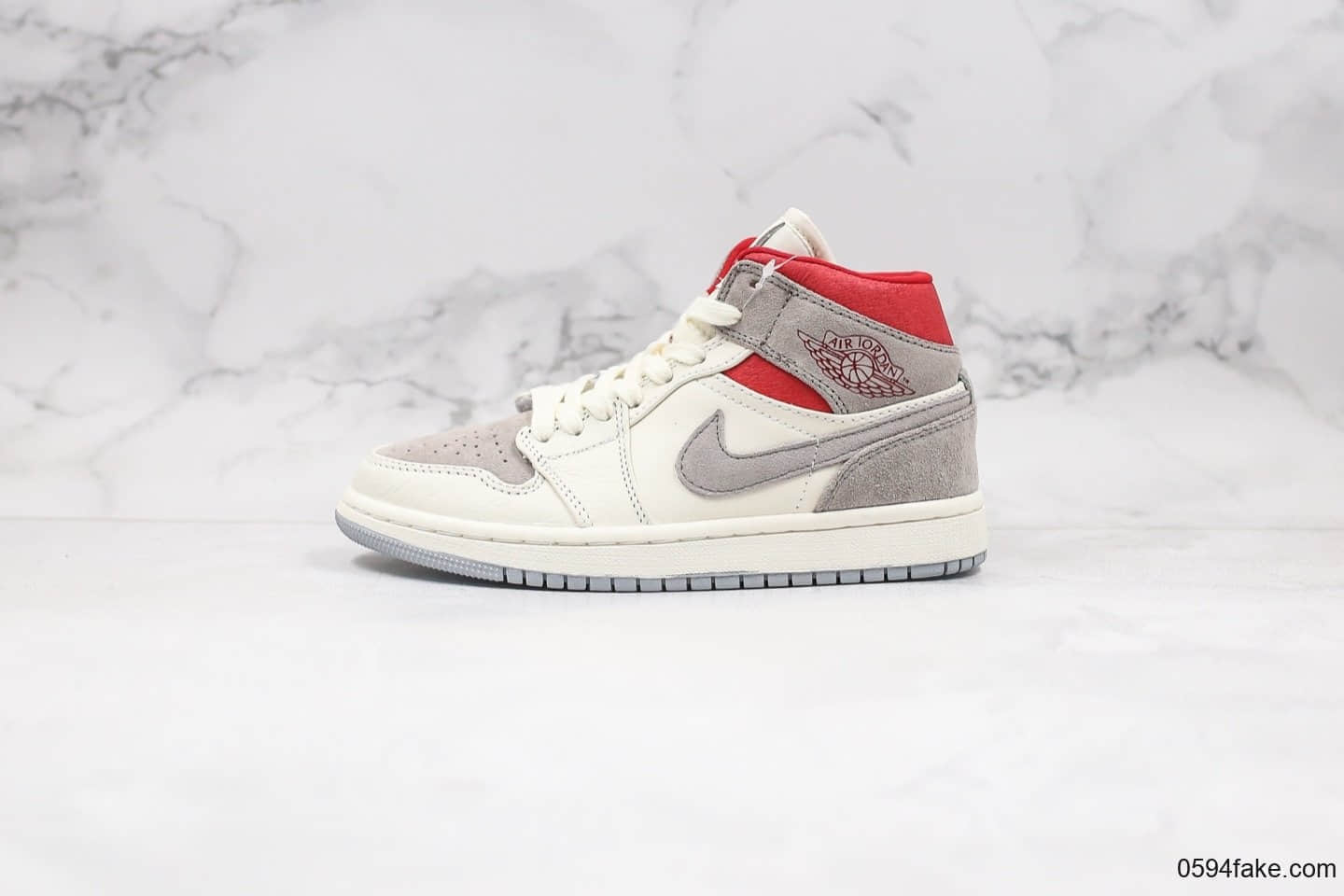 乔丹Air Jordan 1 Mid x Sneakersnstuff纯原版本联名款中帮AJ1小兔八哥米白麂皮红原档案数据开发正确飞翼LOGO 货号:CT3443-100