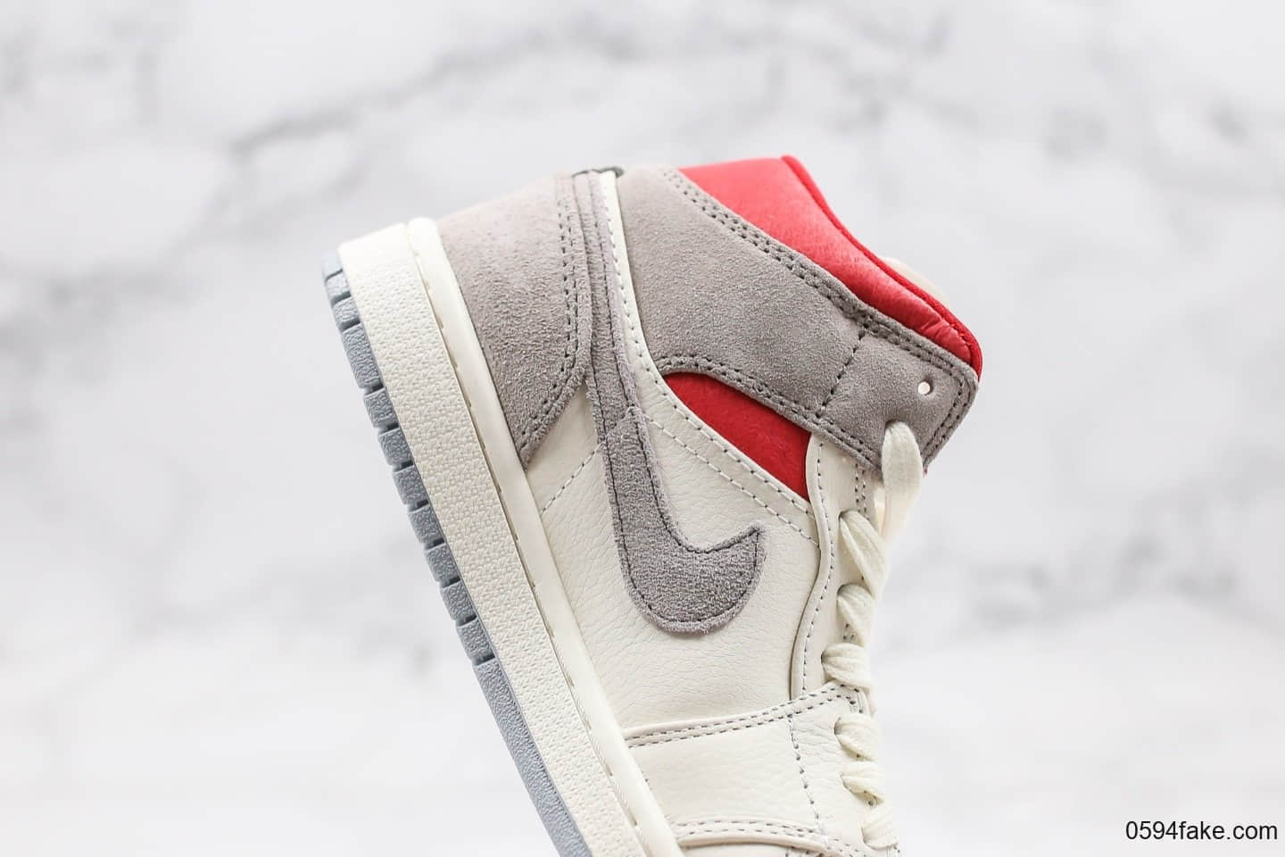 乔丹Air Jordan 1 Mid x Sneakersnstuff纯原版本联名款中帮AJ1小兔八哥米白麂皮红原档案数据开发正确飞翼LOGO 货号:CT3443-100
