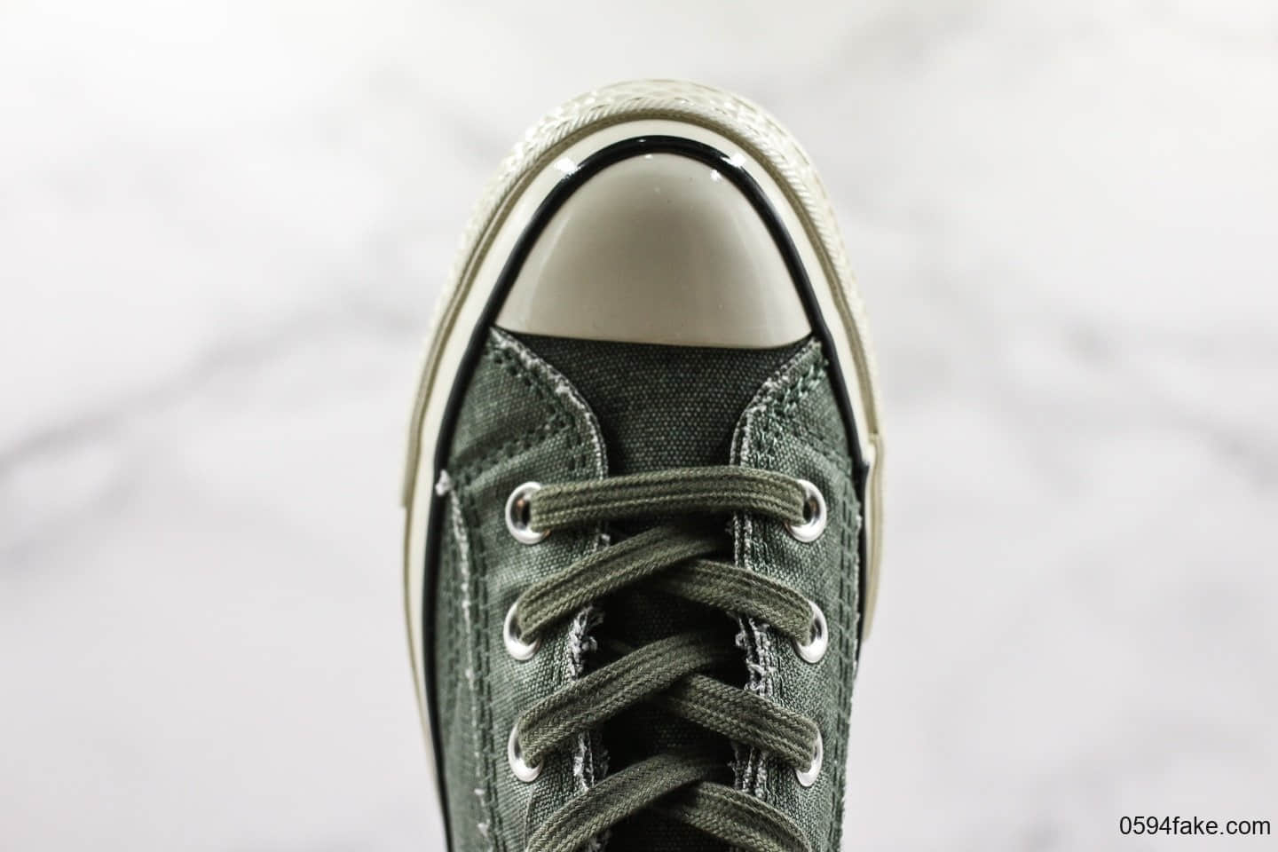 匡威Converse Chuck Taylor All Star公司级版本麻布做旧水洗磨边复古低帮板鞋草绿配色蓝底原标原盒 货号:164597C