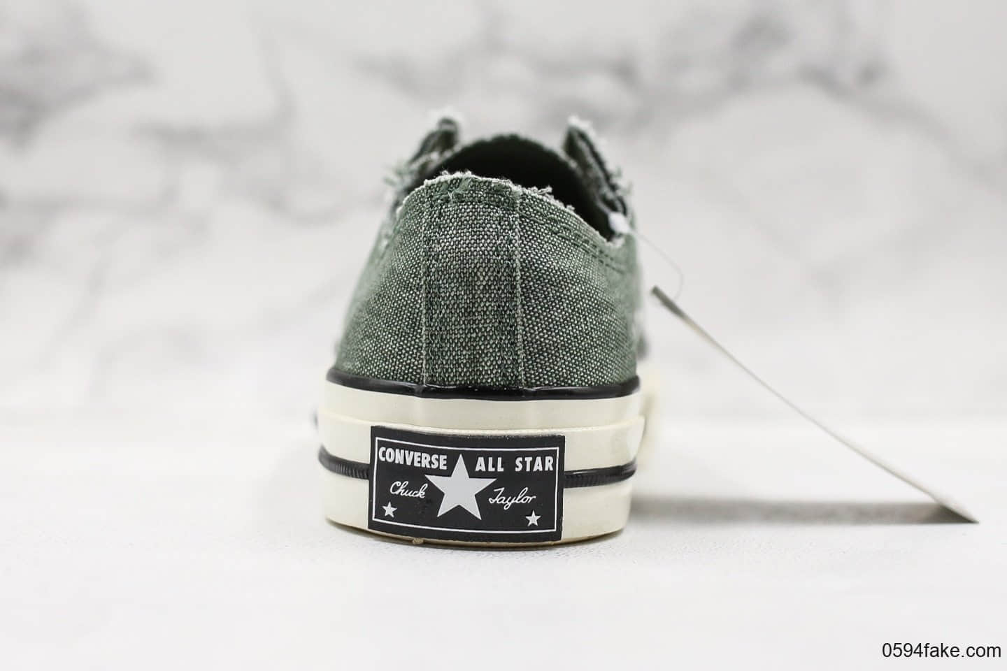 匡威Converse Chuck Taylor All Star公司级版本麻布做旧水洗磨边复古低帮板鞋草绿配色蓝底原标原盒 货号:164597C
