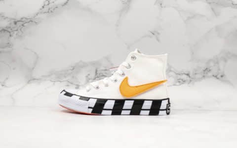 匡威Off White x Converse Chuck 1970s 2.0公司级版本联名OW休闲硫化板鞋斑马白黑橙色换钩配色原鞋开模 货号:163862C