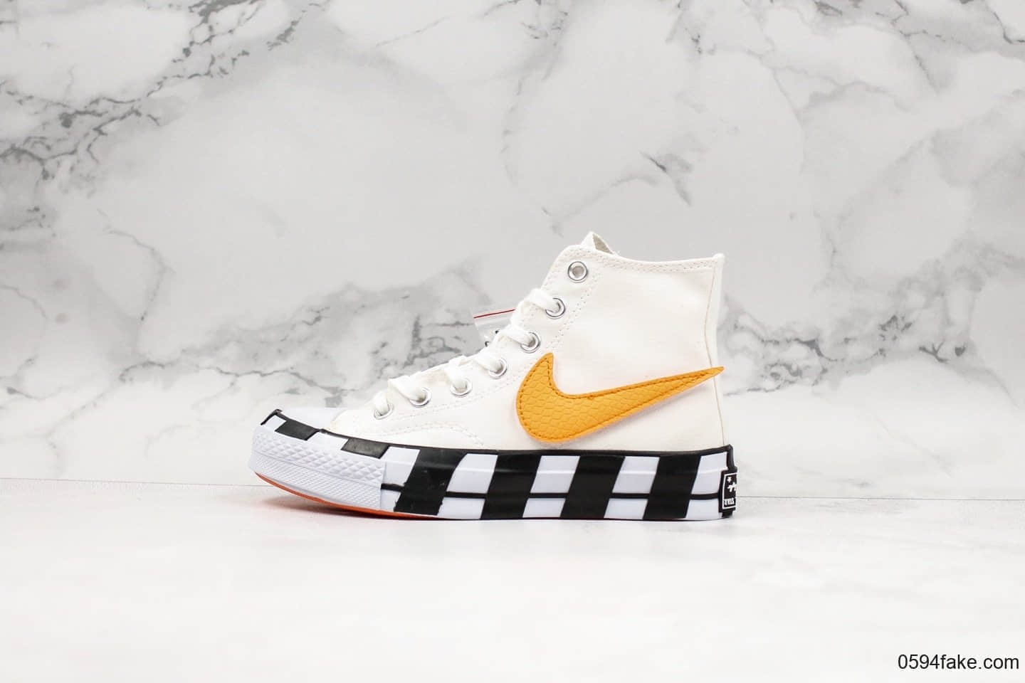 匡威Off White x Converse Chuck 1970s 2.0公司级版本联名OW休闲硫化板鞋斑马白黑橙色换钩配色原鞋开模 货号:163862C