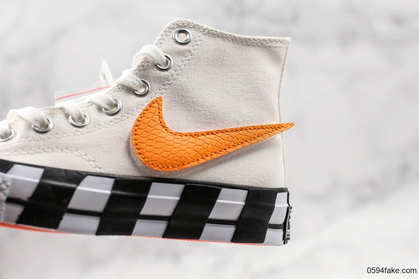 匡威Off White x Converse Chuck 1970s 2.0公司级版本联名OW休闲硫化板鞋斑马白黑橙色换钩配色原鞋开模 货号:163862C