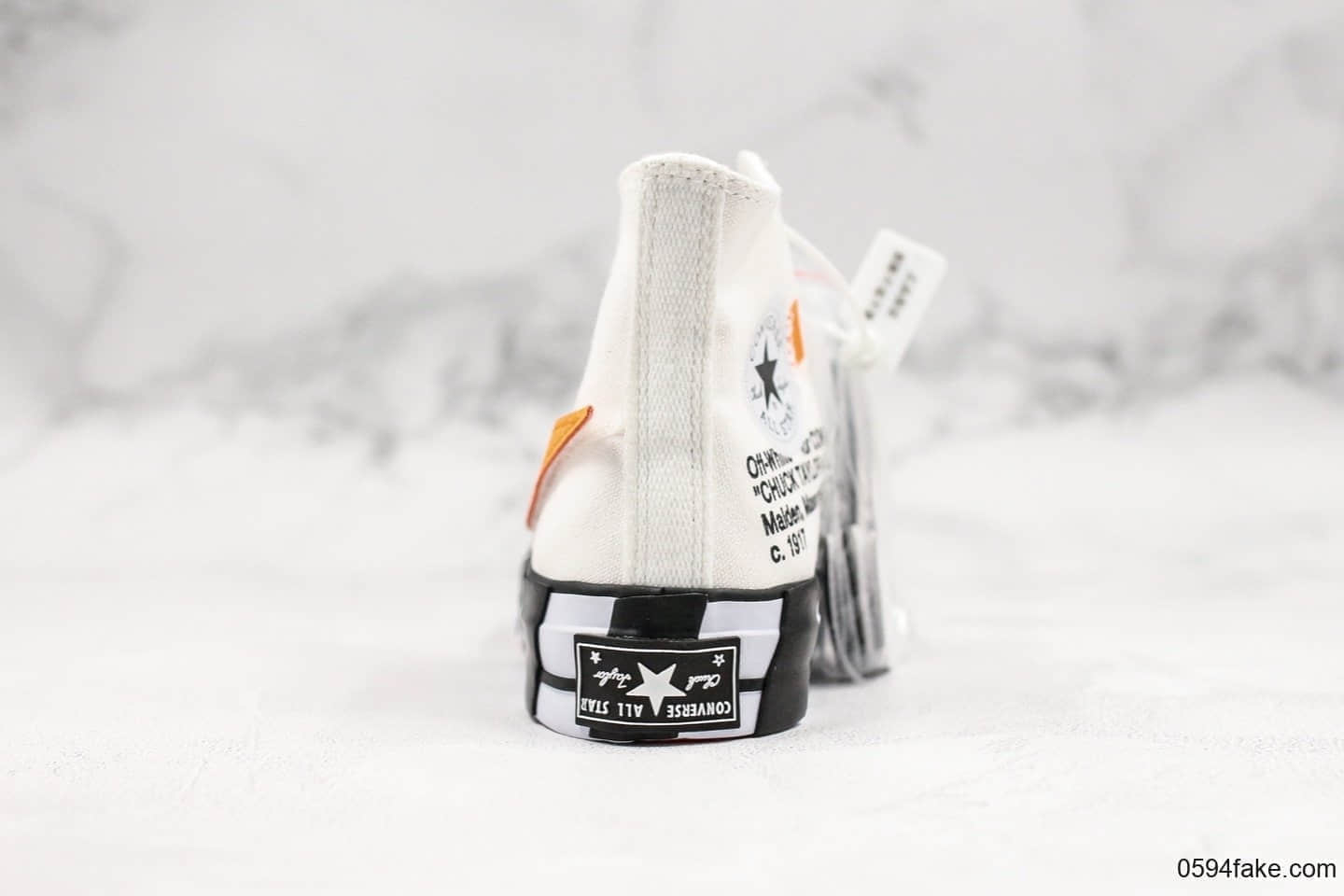 匡威Off White x Converse Chuck 1970s 2.0公司级版本联名OW休闲硫化板鞋斑马白黑橙色换钩配色原鞋开模 货号:163862C