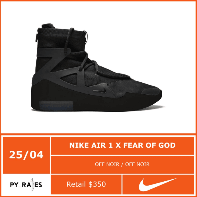 黑魂Nike Air Fear of God 1将于4月25日发售!