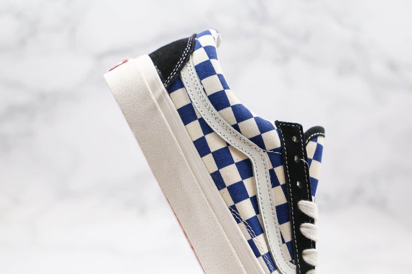 万斯Vans style 36公司级版本新款黑蓝白色棋盘格硫化板鞋原盒原标内置钢印 货号:AS40