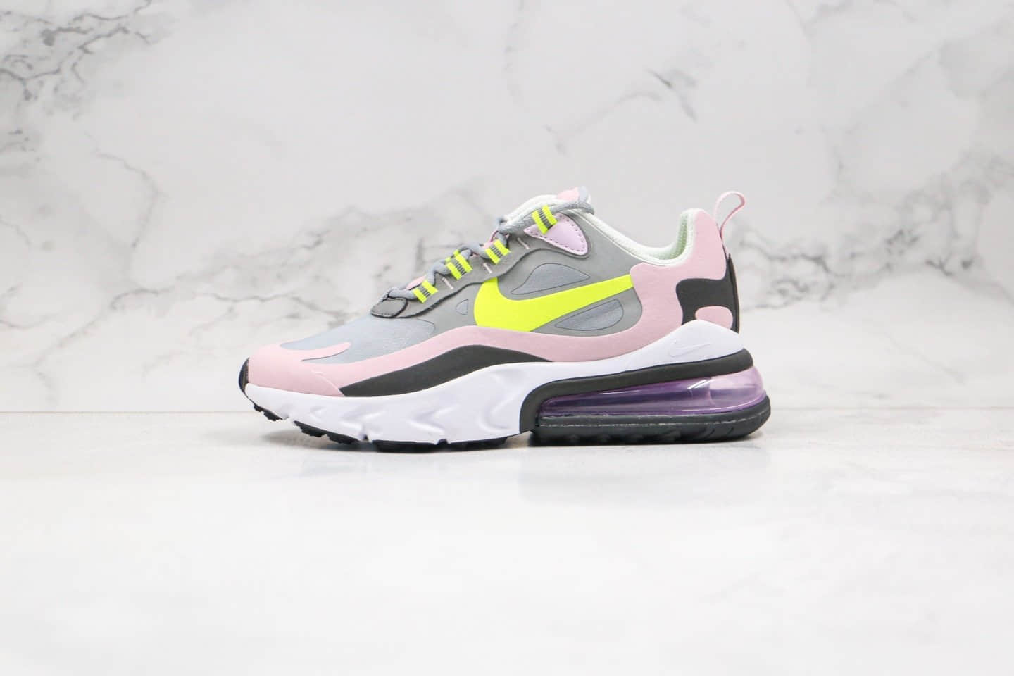 耐克Nike Air Max 270 React纯原版本气垫鞋粉灰绿色内置真小潘气垫原盒原标 货号:BQ0103-010