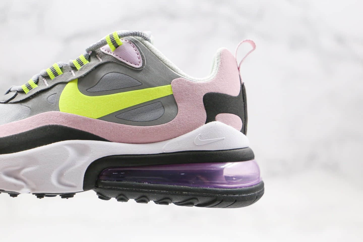 耐克Nike Air Max 270 React纯原版本气垫鞋粉灰绿色内置真小潘气垫原盒原标 货号:BQ0103-010