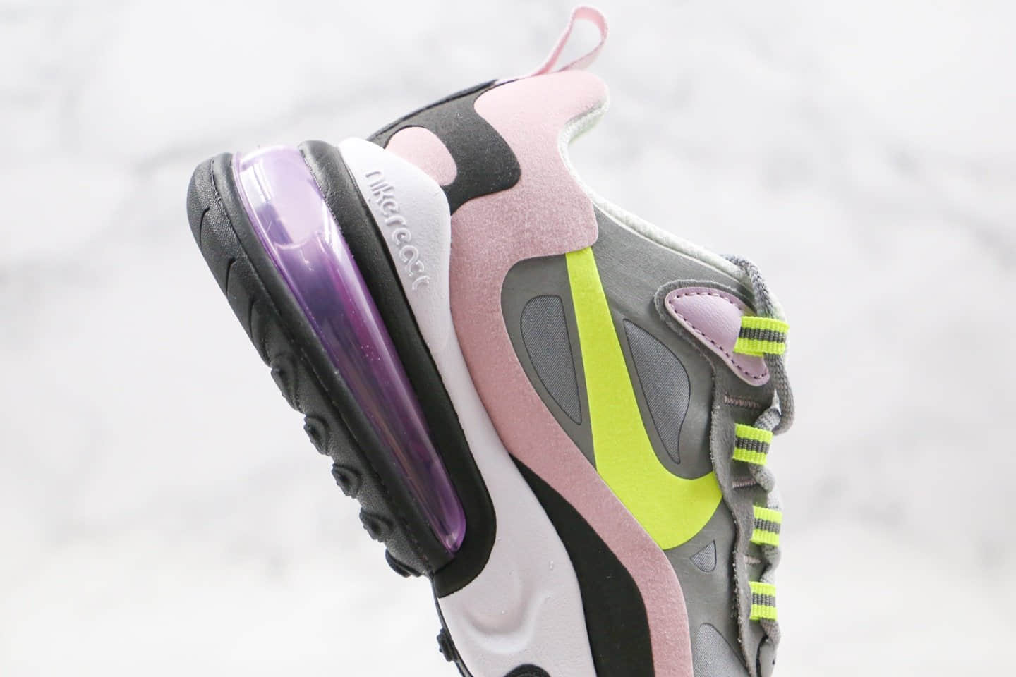 耐克Nike Air Max 270 React纯原版本气垫鞋粉灰绿色内置真小潘气垫原盒原标 货号:BQ0103-010