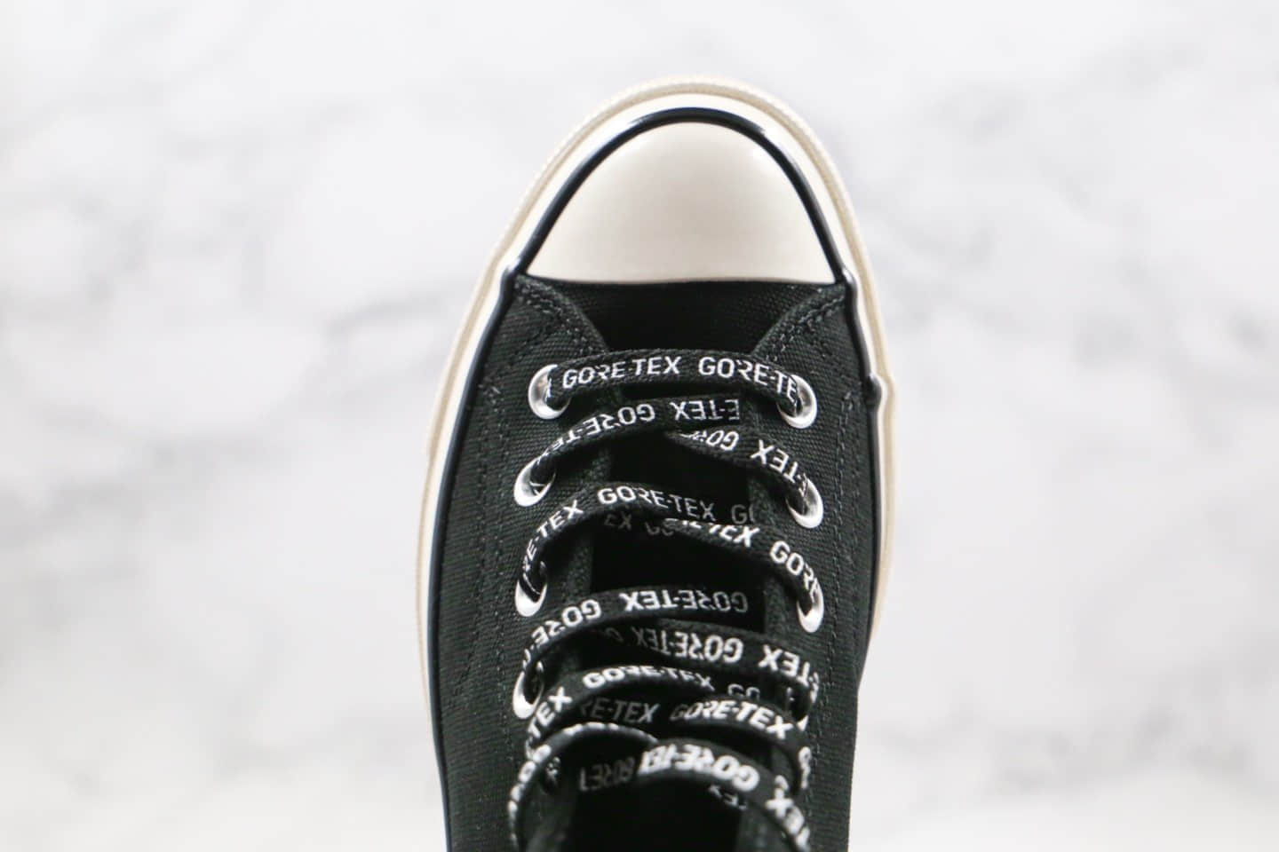 匡威Converse Chuck Taylor All Star公司级版本高帮黑白色Gore-tex联名款串标黑武士帆布鞋原厂硫化大底 货号:163343C