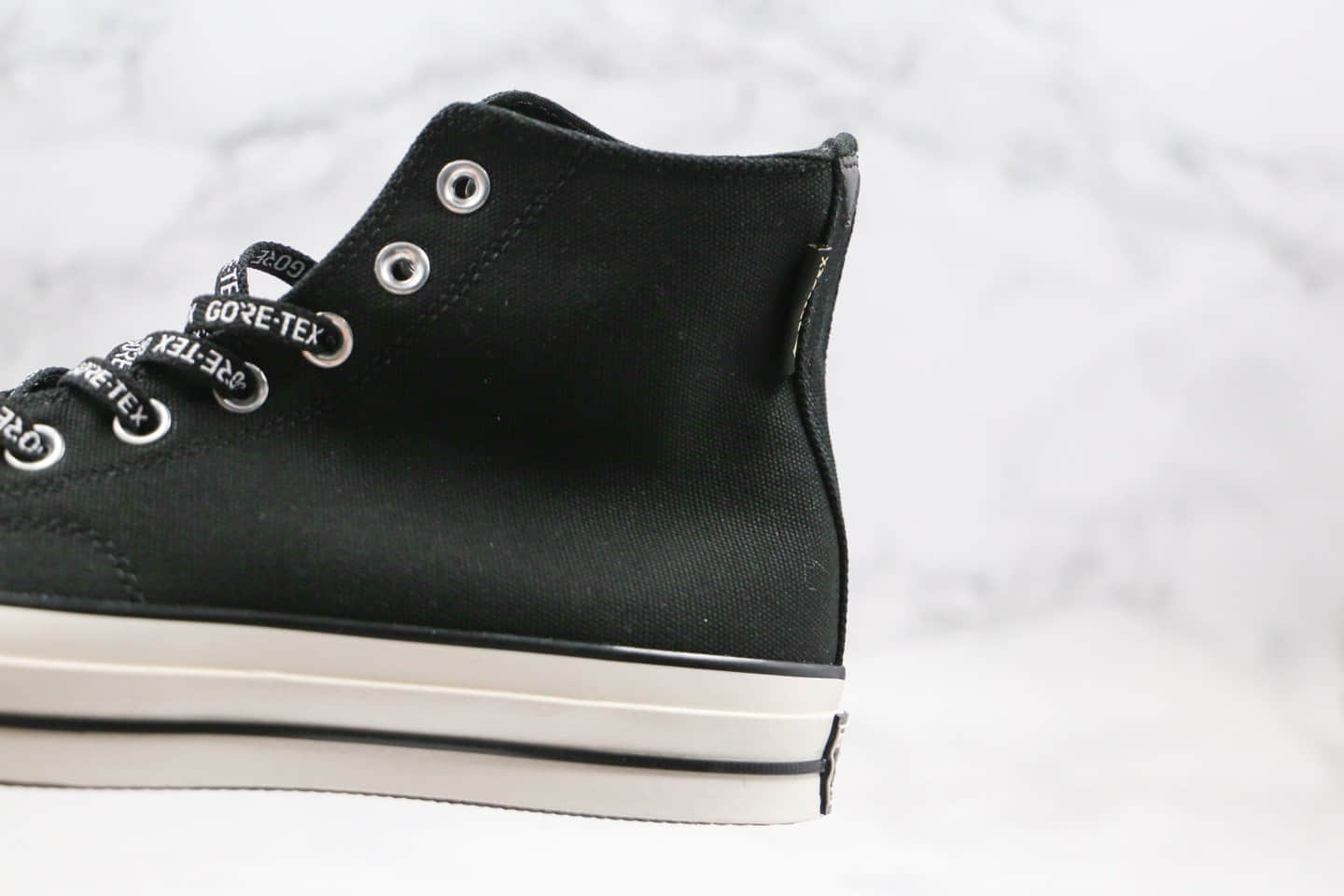 匡威Converse Chuck Taylor All Star公司级版本高帮黑白色Gore-tex联名款串标黑武士帆布鞋原厂硫化大底 货号:163343C