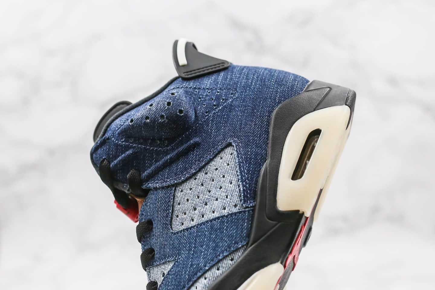 乔丹Travis Scott x Air Jordan 6 Medium Olive纯原版本斯科特联名款AJ6水洗丹宁牛仔蓝正确头层磨砂皮 货号:CT5350-401