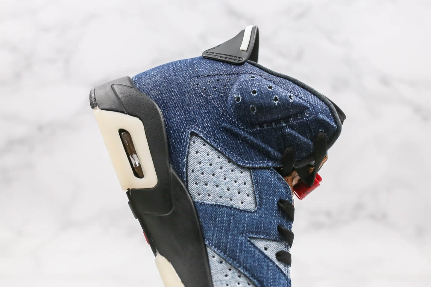 乔丹Travis Scott x Air Jordan 6 Medium Olive纯原版本斯科特联名款AJ6水洗丹宁牛仔蓝正确头层磨砂皮 货号:CT5350-401