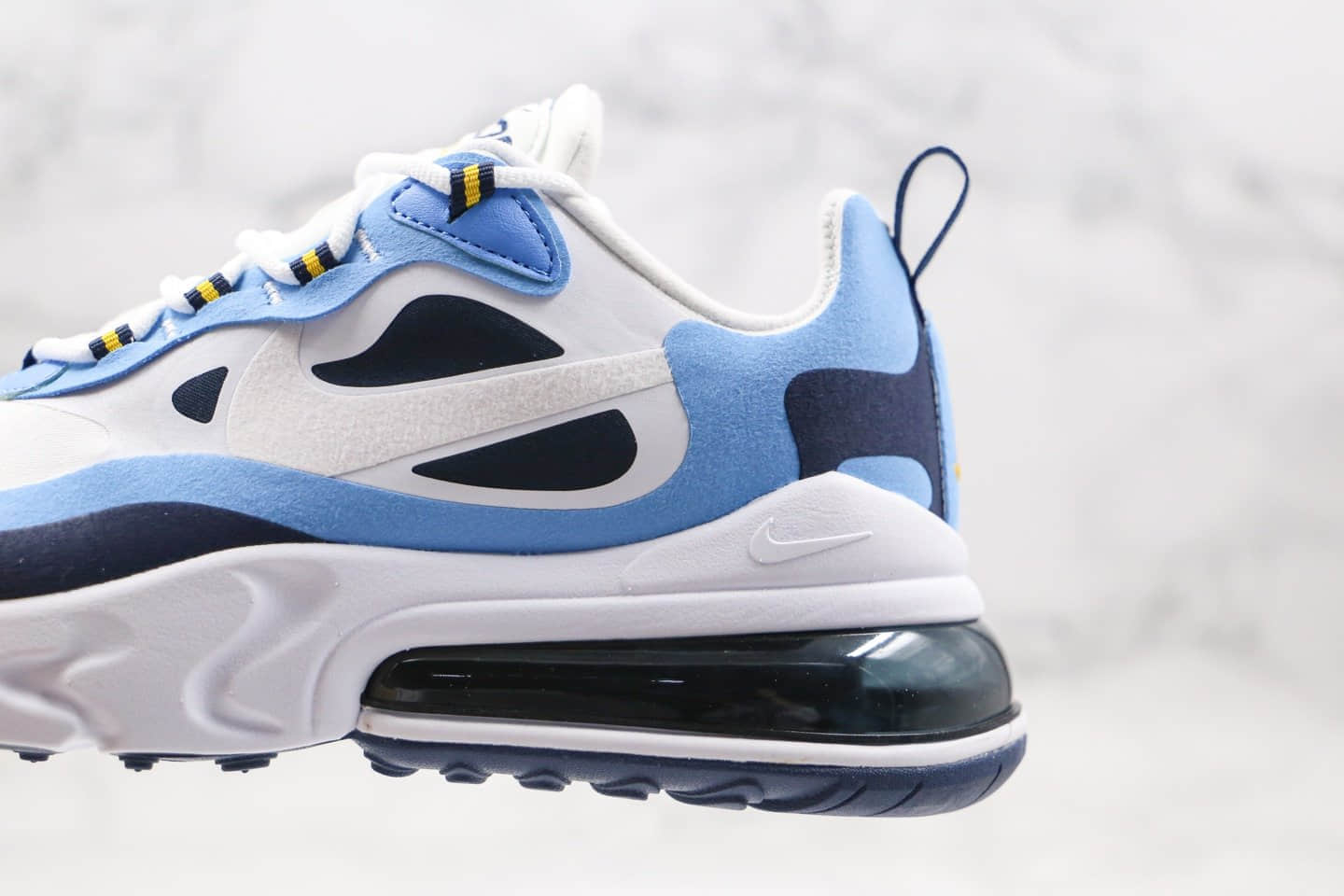 耐克NIKE AIR MAX 270 React纯原版本气垫鞋Max270黑蓝色内置真小潘气垫正确电绣LOGO工艺 货号:CT1264-104