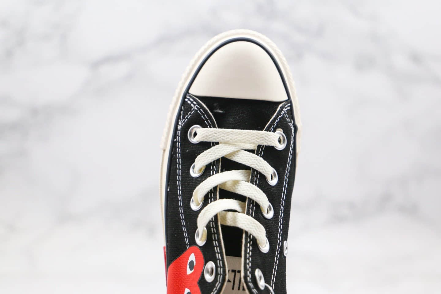 匡威Converse All Star x CDG PLAY公司级版本低帮川久保玲三心黑白色日版第三代原厂硫化大底原盒原标 货号:167806C