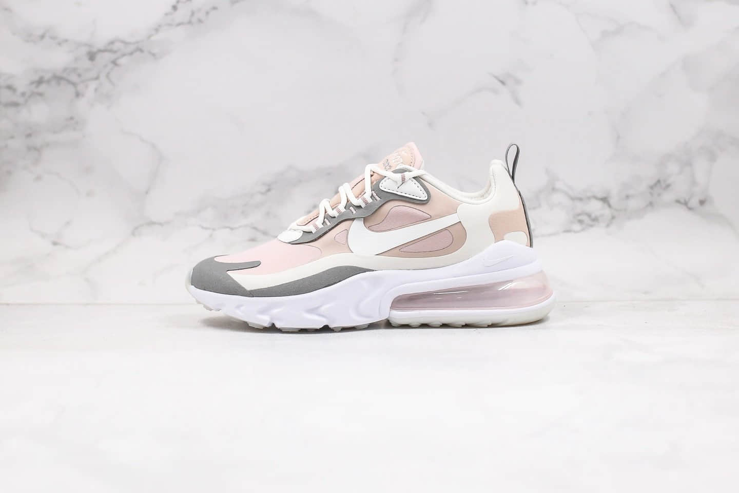 耐克NIKE AIR MAX 270 React气垫鞋Max270纯原版本灰粉色马卡糖果配色真小潘气垫加持正确鞋面材质 货号:CI3899-500