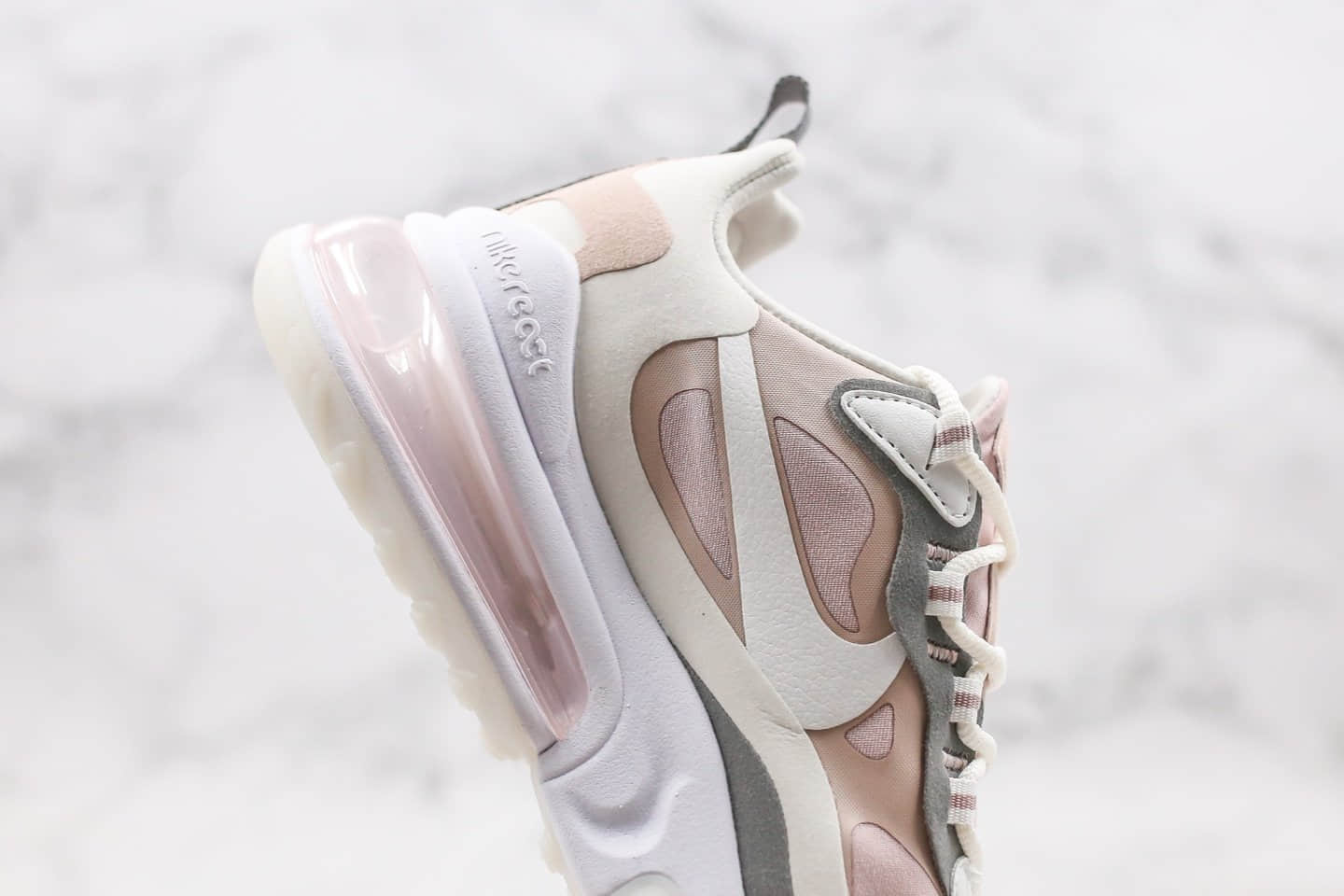 耐克NIKE AIR MAX 270 React气垫鞋Max270纯原版本灰粉色马卡糖果配色真小潘气垫加持正确鞋面材质 货号:CI3899-500